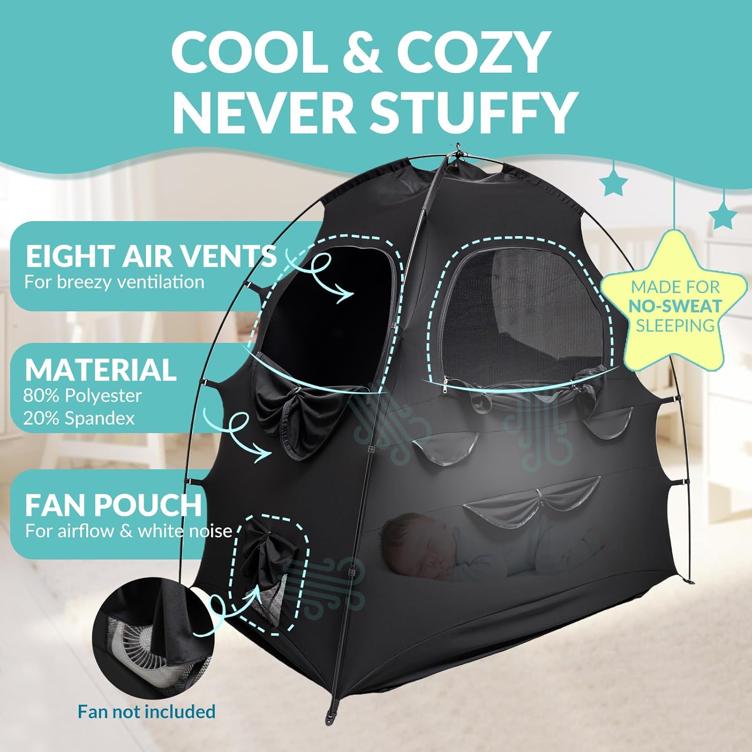Baby Blackout Tent for Pack and Play Portable Crib Sleep Pod Tent Blackout Canopy Crib, Travel Blackout Tent for Kids Babies and Toddlers