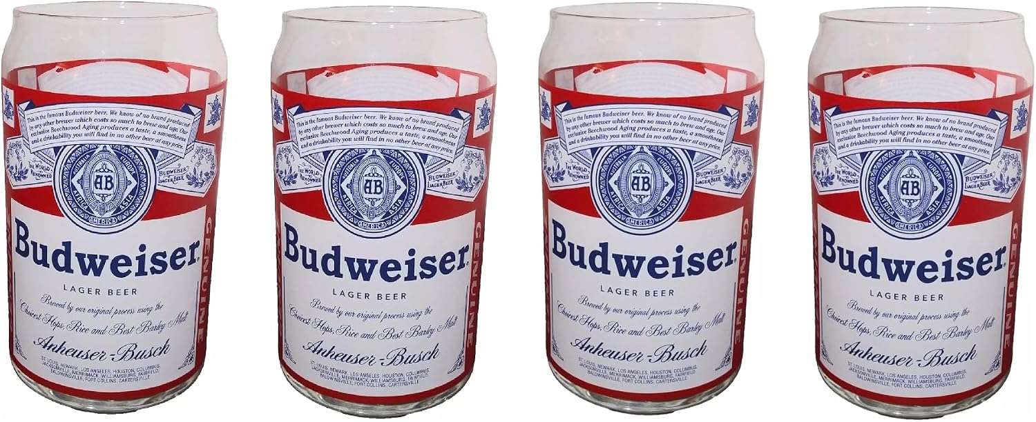 Budweiser Vintage Style Glass Can Glasses (4)