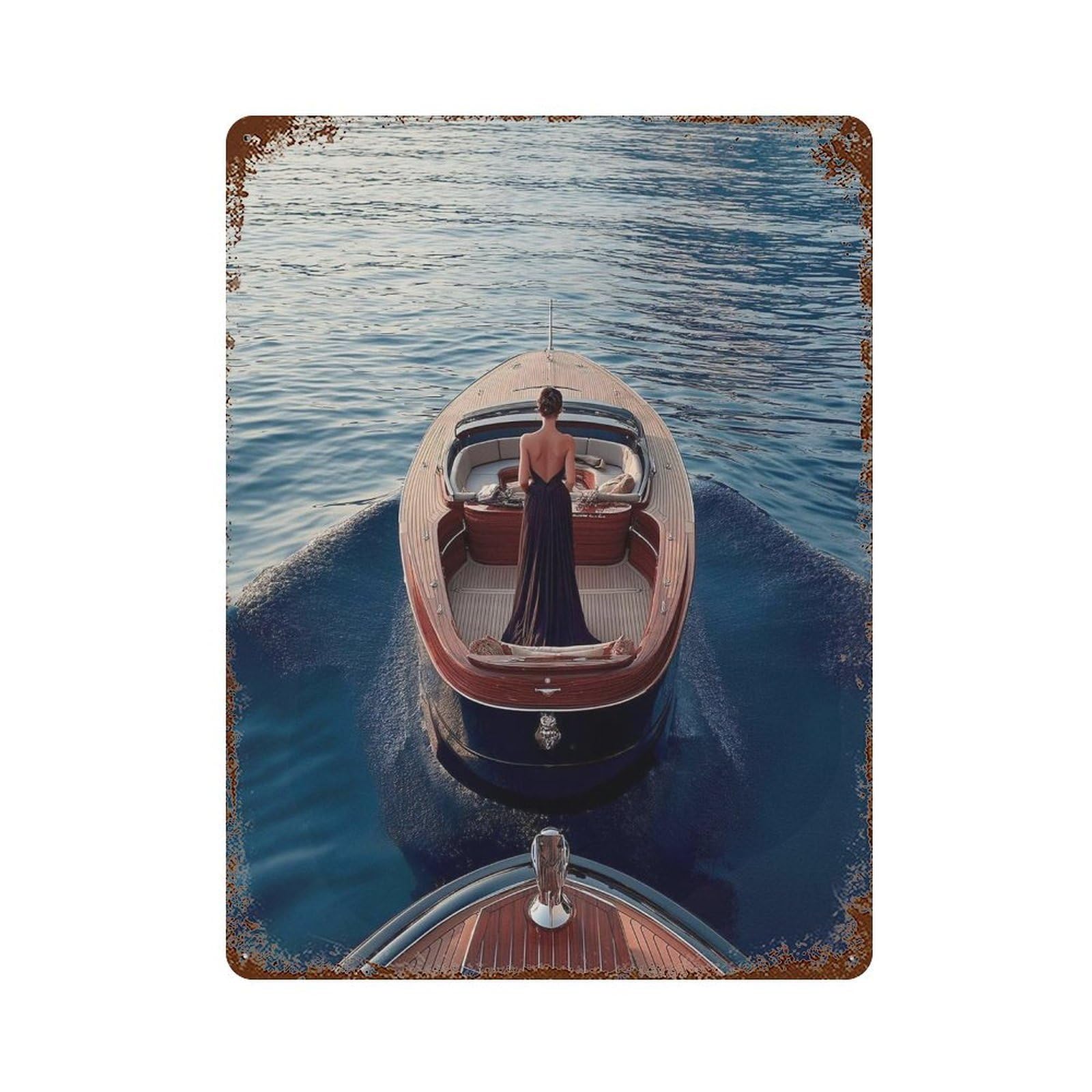 xiaoxiaoshen Boat Poster, Wall Decor Art Metal Tin Poster Modern Home Decor Art Home Bar Shop Decorations Vintage Sign 40x30cm