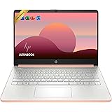 HP Rose Gold Ultrabook 14 Laptop with Office 365, Intel 4-Core CPU, 1.1TB Storage (1TB OneDrive and 128GB Emmc), 8GB RAM, Windows 11, Without Mouse