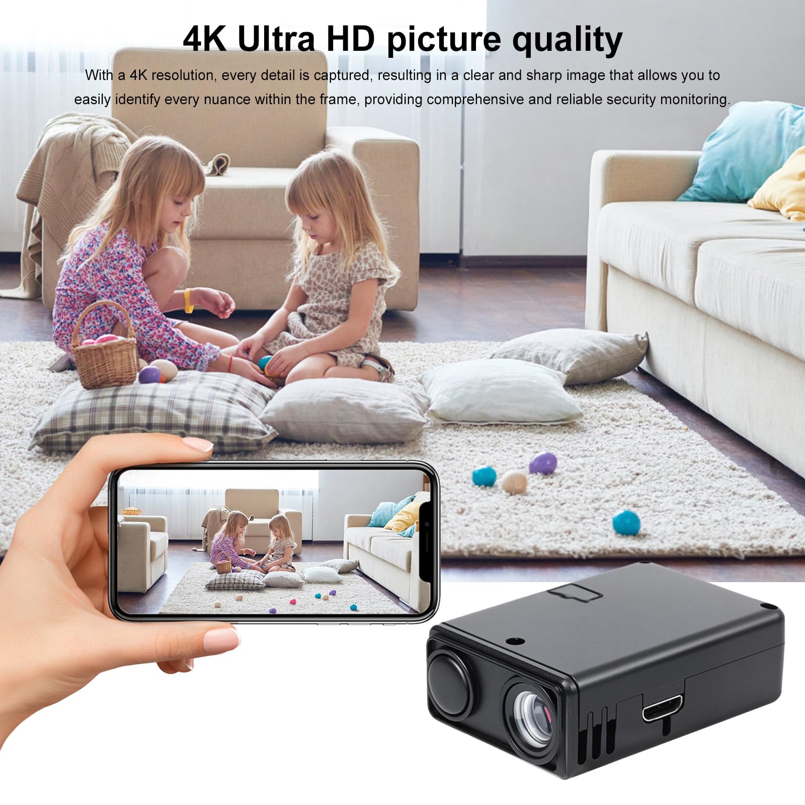 Mała kamera wideo 4K WiFi z wykrywaniem ruchu, mini kamera monitorująca, zdalne sterowanie aplikacją do nadzoru wewnętrznego