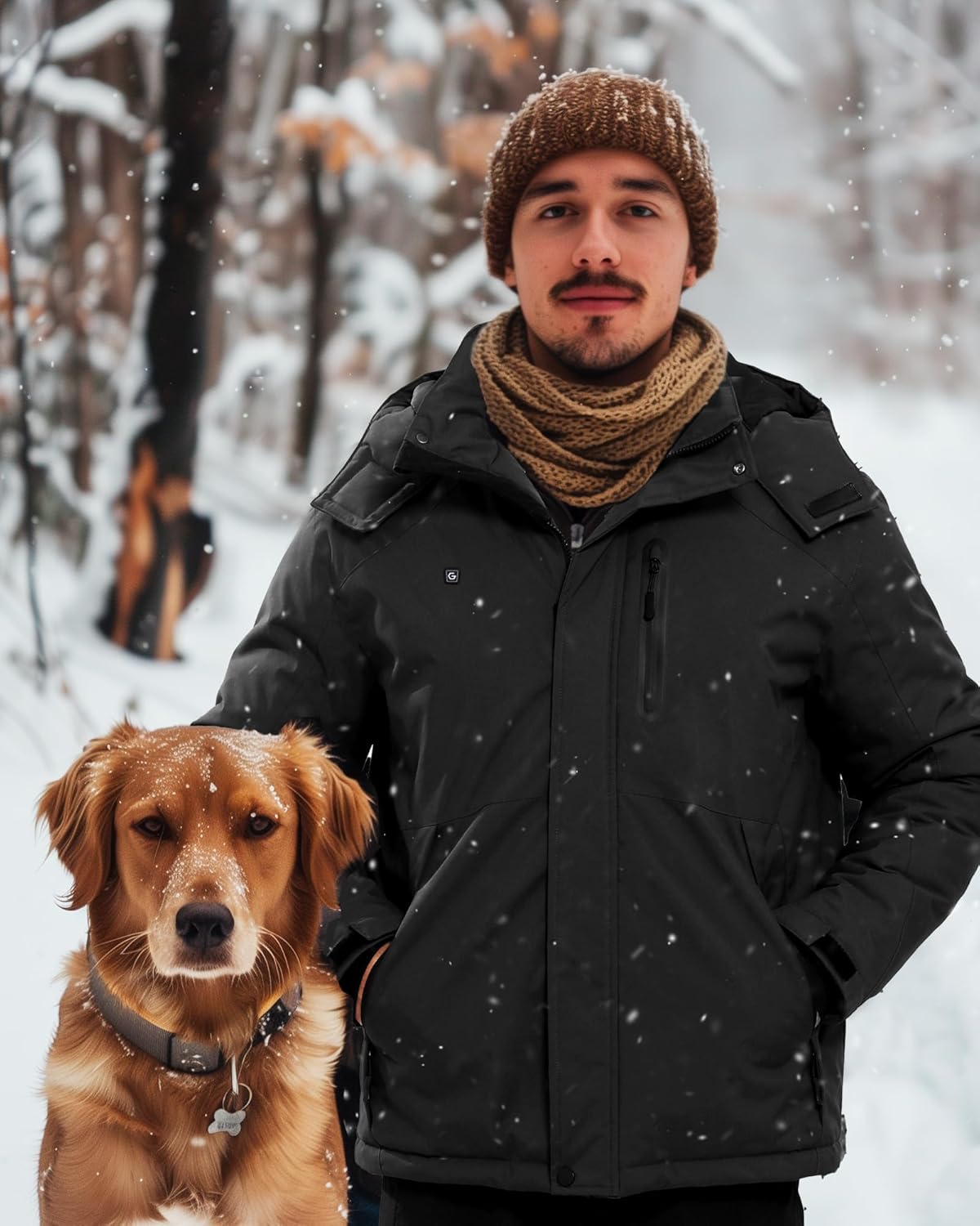 VERGOO Graphene Mens Heated Jackets with 18400mAh Battery Pack Winter Waterproof Electric Self Heating Coat with Hood - Image 2