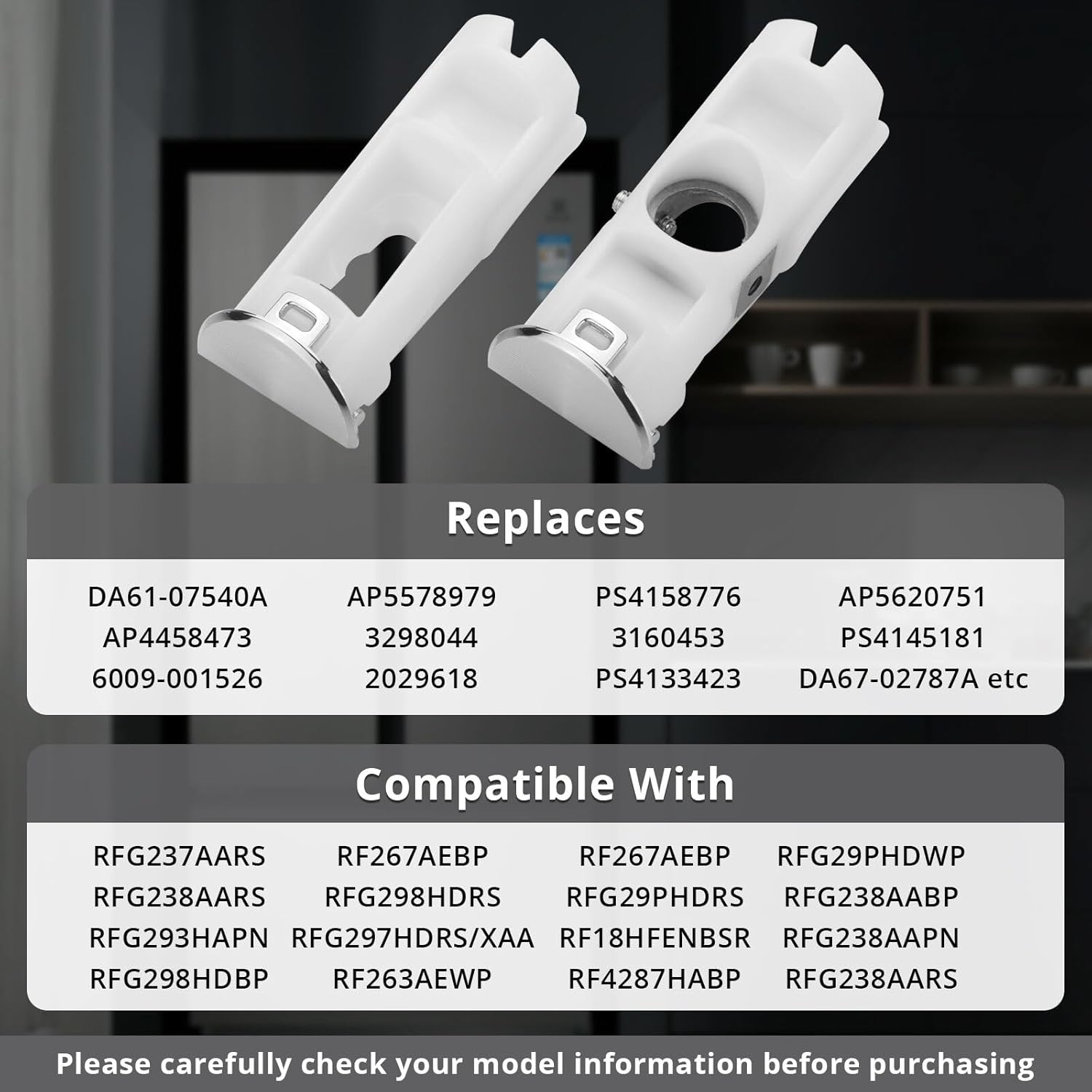 DA61-07540A Freezer Door Handle Parts Compatible with Samsung Fridge Door Handle 237AARS 238AARSR 293HAPN, Replace DA61-08247A AP5578979 PS4145181 DA67-02787A