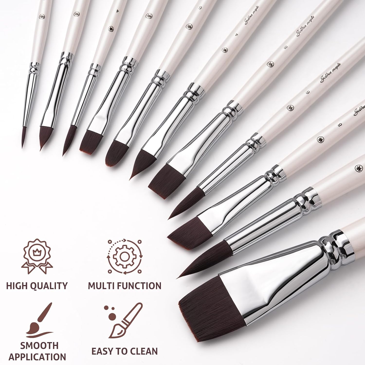 Face Paint Brushes, Golden Maple 11PC Artist Acrylic Paint Brush Set for Face Body Shoe Painting, Ideal for Chrismas Halloween Cosplay Party SFX Arty Stage Makeup
