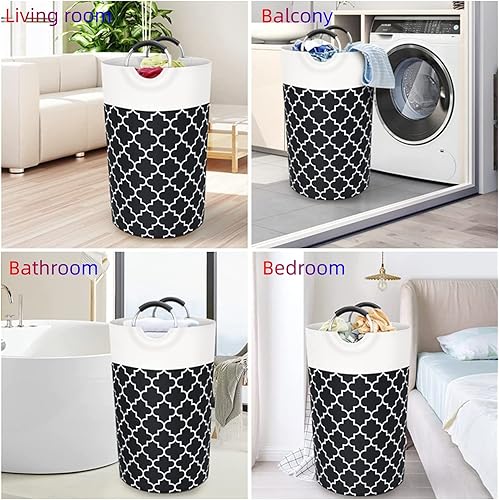 Miniatura 6 de Cesta grande de lavandería de 82 litros, impermeable, plegable, con asas, para viajes, baño, universidad, dormitorio, almacenamiento de artículos