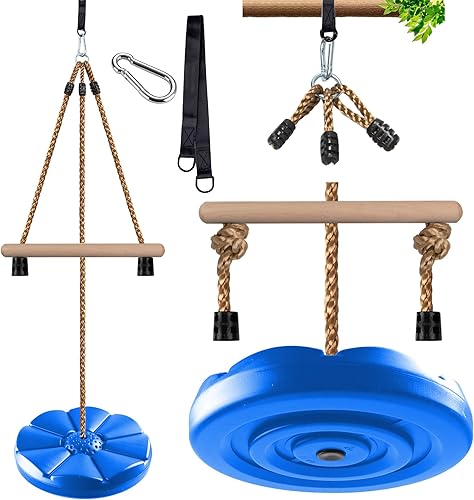 KINSPORY Columpio de disco para niños, accesorios de juego de columpios, barras de mono de gimnasio de altura ajustable de 7 pies, asiento de árbol