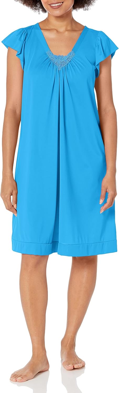Shadowline Women's 38 Inch Cap Sleeve Nightgown 36510 M Sapphi