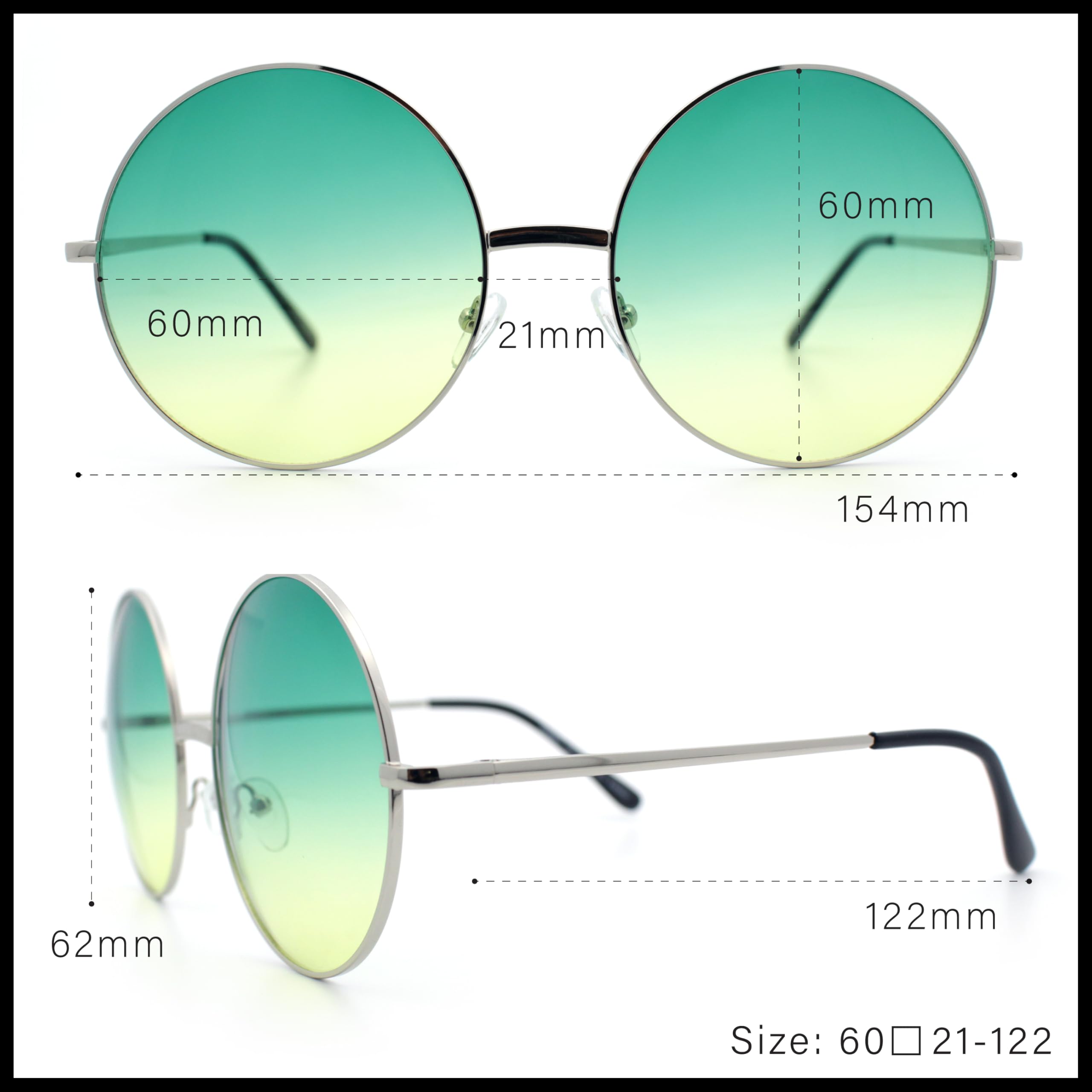 SA106 Hippie Retro Groovy Gradient Oversize Circle Lens Round Lennon Sonnenbrille, Gr n (hellgrün), Einheitsgröße