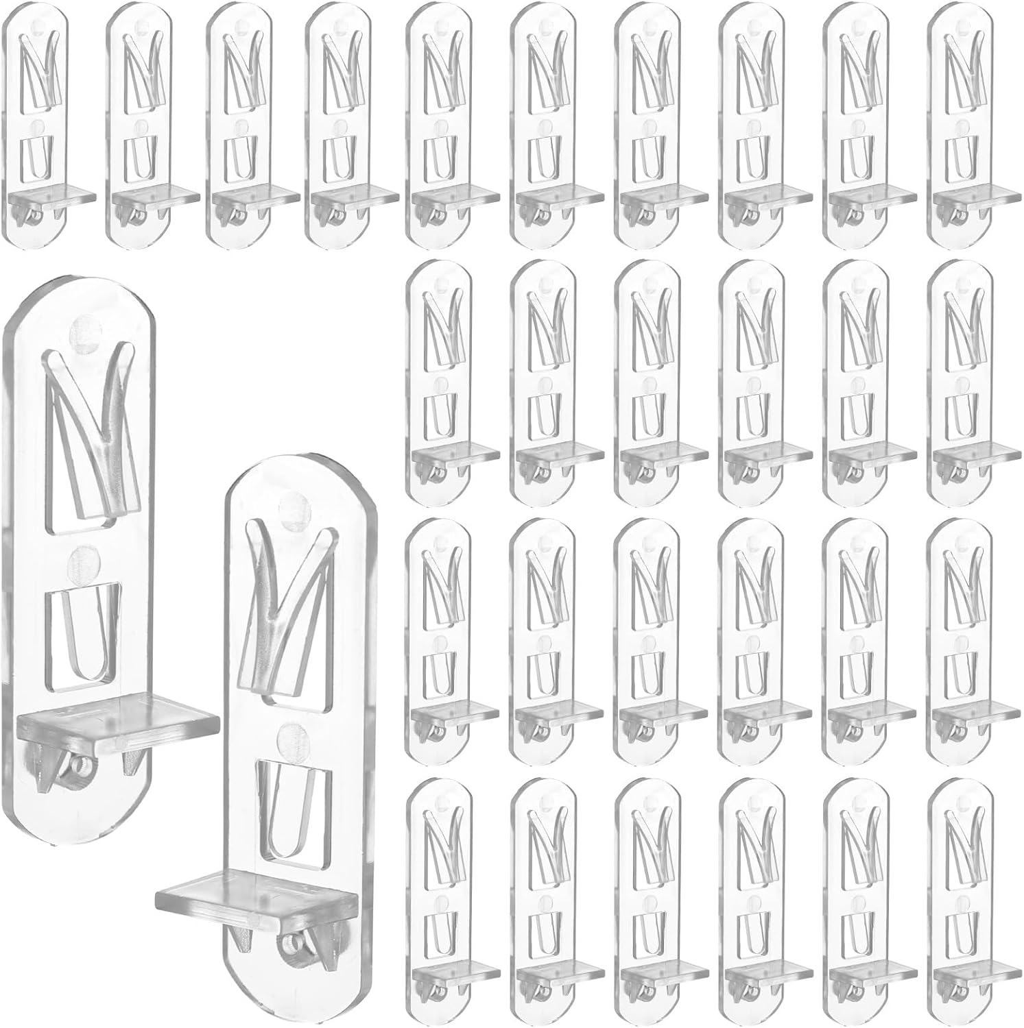 30 Pcs Clear Plastic Locking Shelf Pins Locking Shelf Support Peg Clips for Kitchen Furniture Cabinet Book Fit 5mm Diameter Hole & 0.77 inches/1.95 cm Thick Shelves