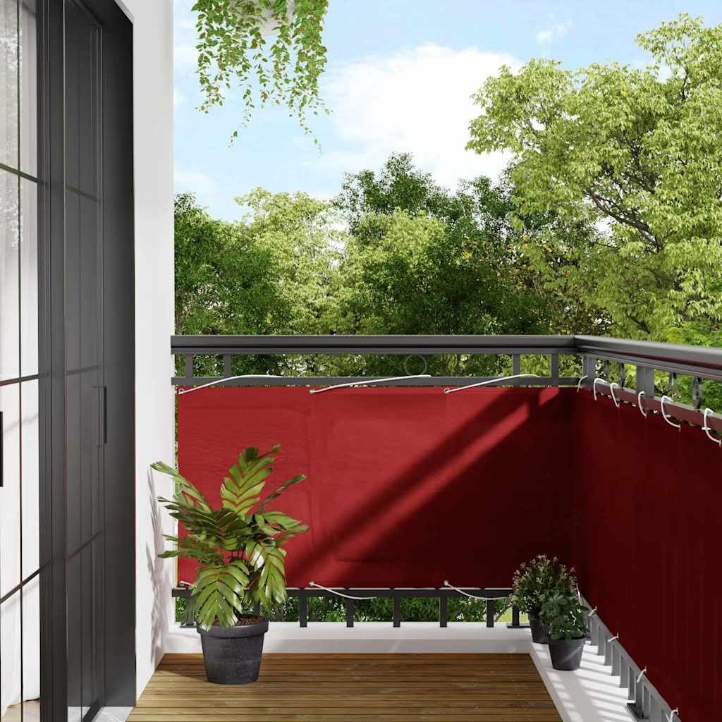 Paravent de balcon rouge 75x800 cm hydrofuge en polyester Oxford pour terrasse
