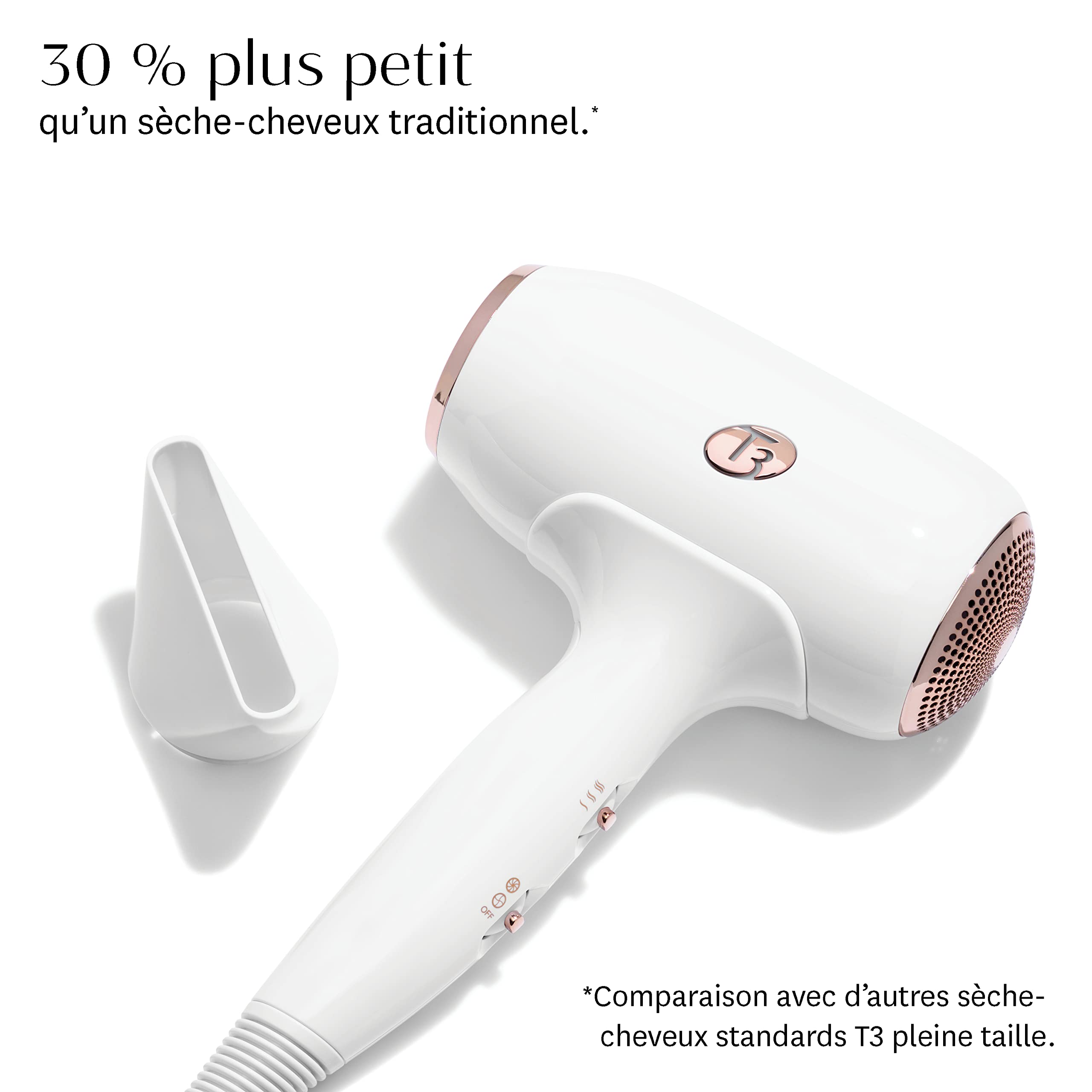 T3 Fit Sèche cheveux Professionnel Ionique Compact Séchage Rapide Léger et Ergonomique Lissage des Frisottis Plusieurs Combinaisons de Réglages de Chaleur et de Vitesse