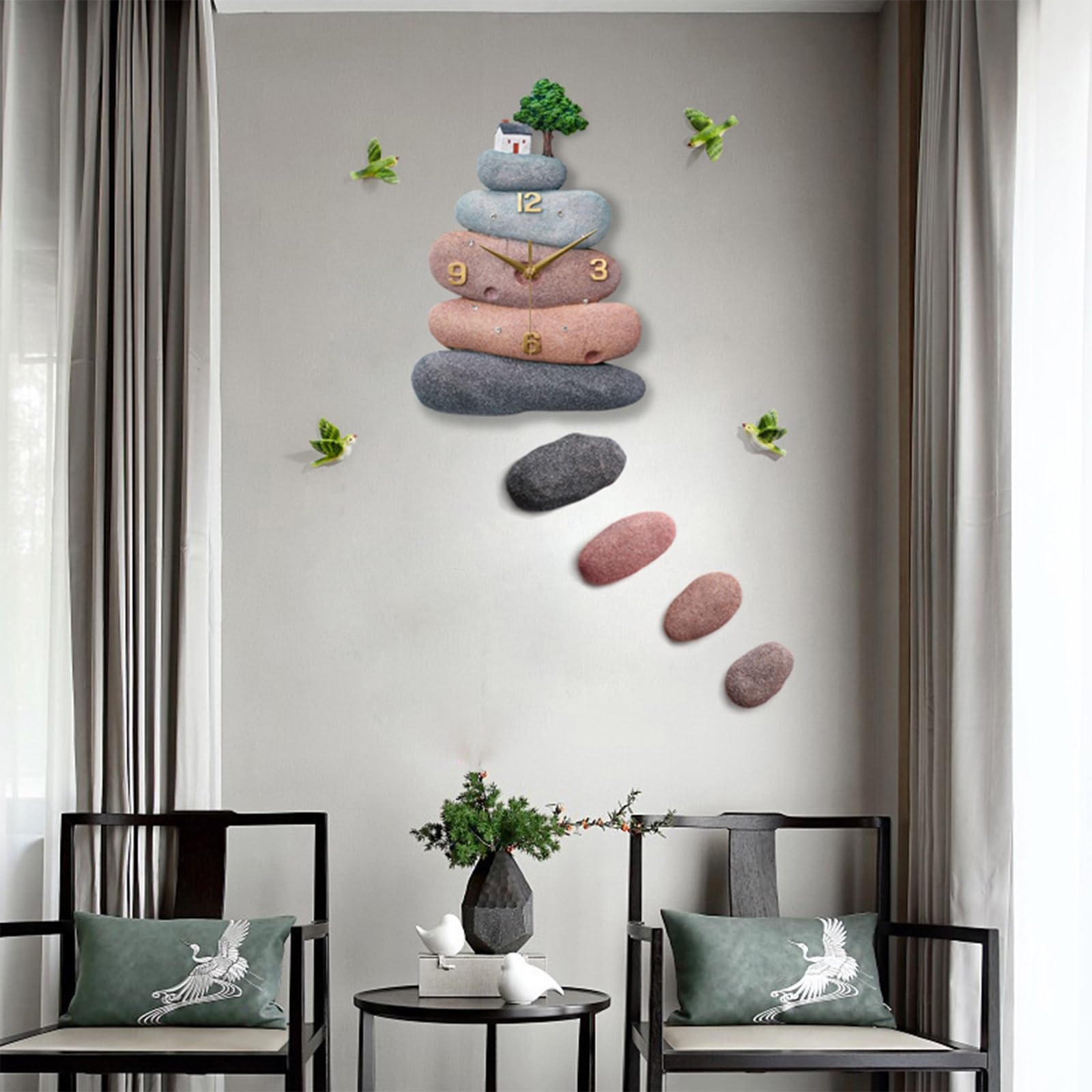 Horloge murale moderne aspect pierre au design épuré et finitions soignées