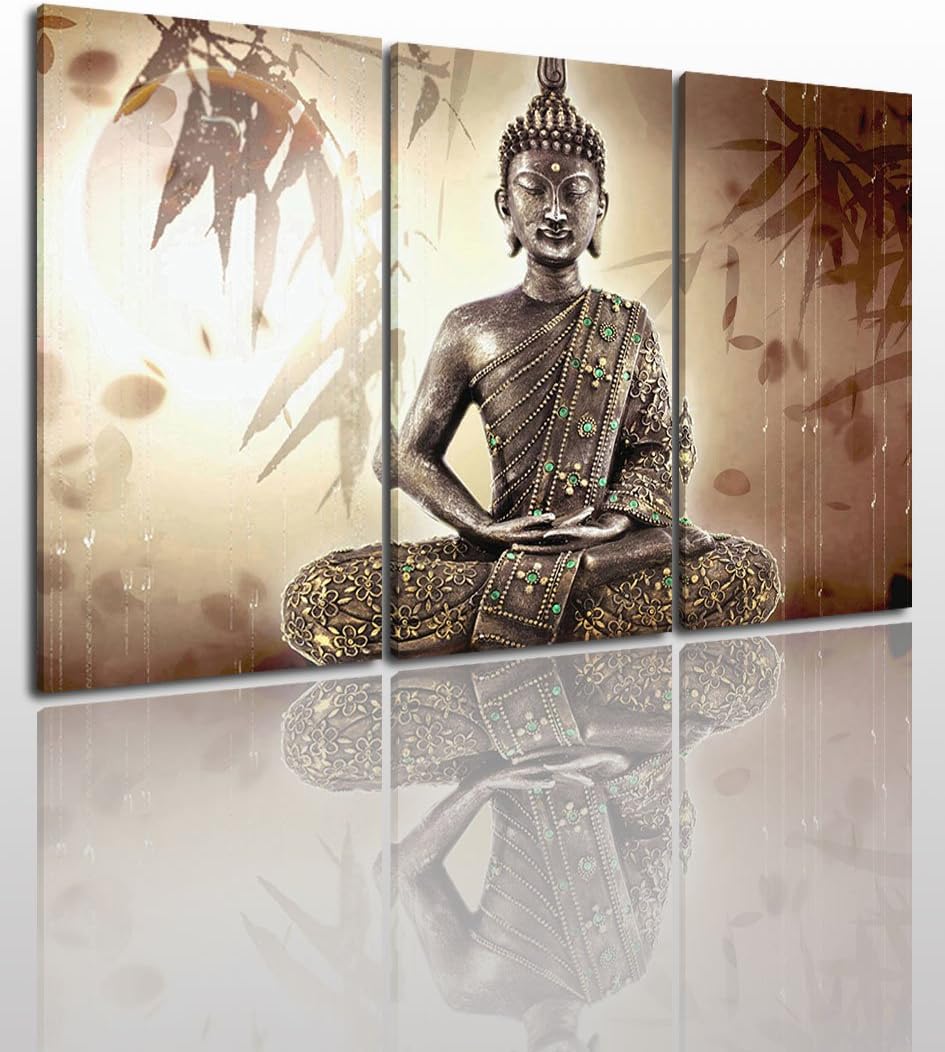 Buddha Canvas Wall Art Painting Modern Design Picture for Home Office Decor - 5 Pieces Zen Religious Framed On Wooden Frame Image Pictures Photo Artwork Decoration Ready to Hangโฆ