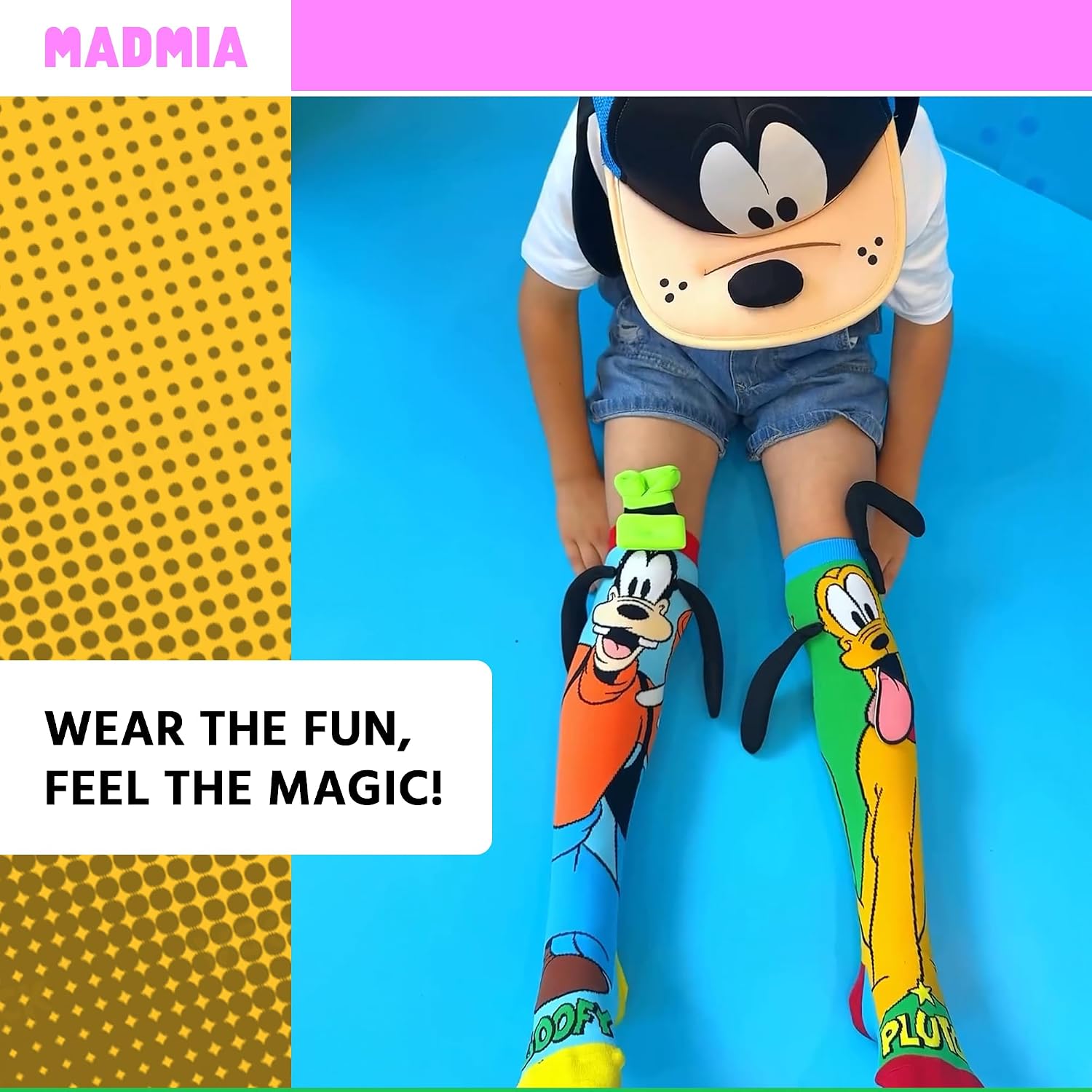 MADMIA Pluto and Goofy Knee-High Socks – Colorful Dress-Up Socks for Kids & Adults