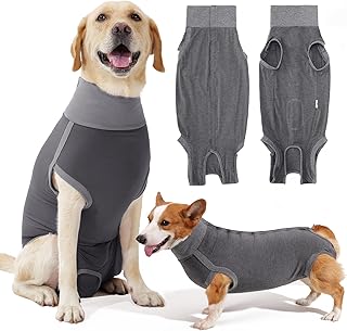 Dotoner Dog Surgery Recovery Suit Dog Suit for Male Female Neuter Anti-Lick Abdominal Wounds Bite Protective Outfit Alternative E-Collar & Cone Breathable Spay Suit for Medium Large Dogs