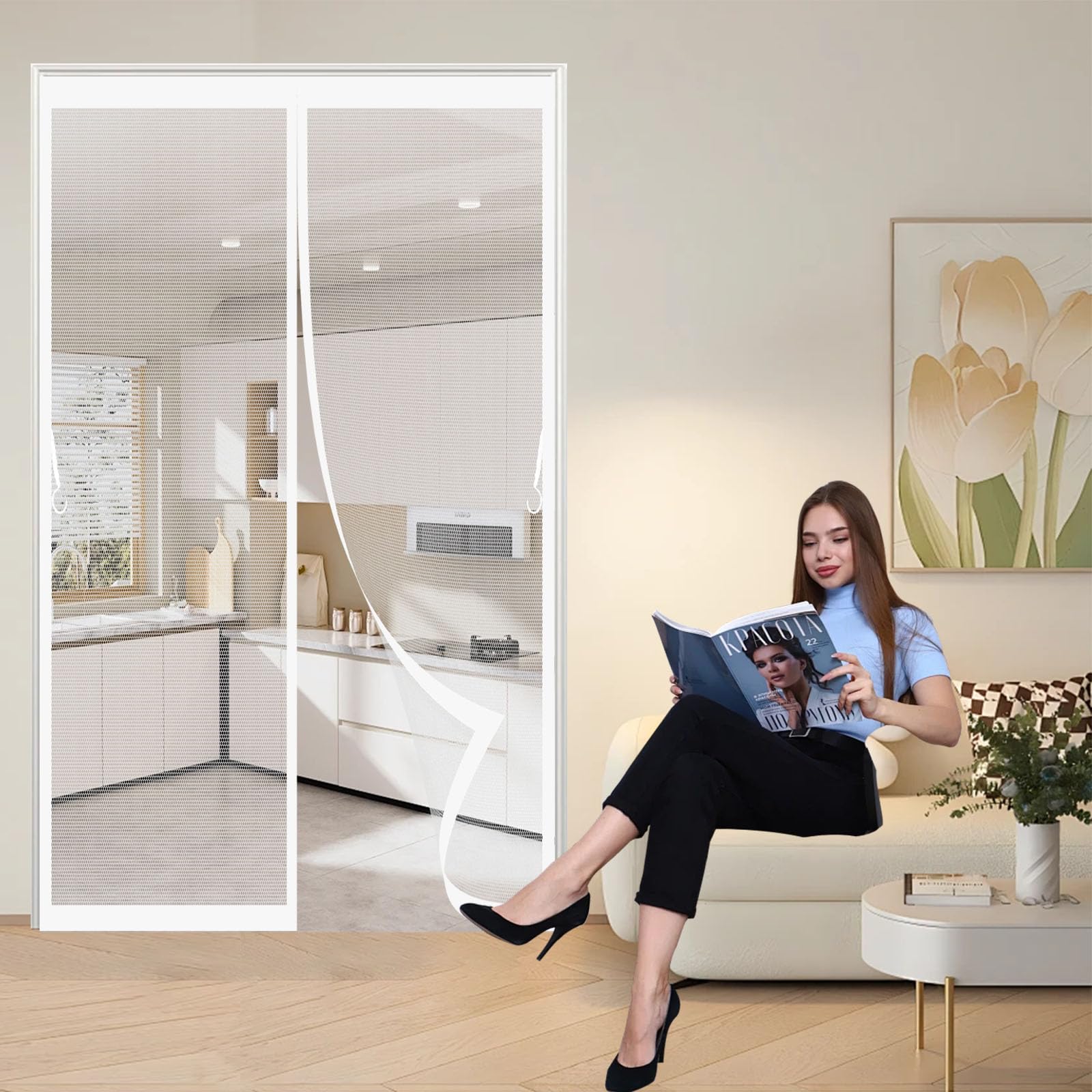 Rideau de porte antimoustique pour aérer le salon et la chambre