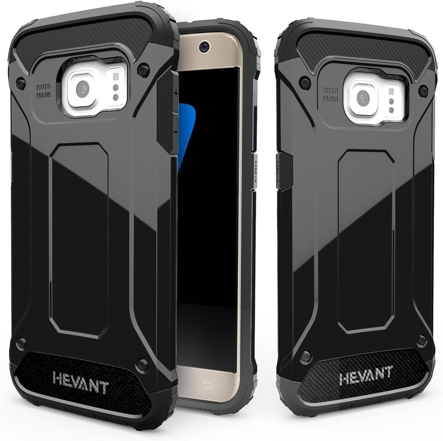 Ghevant S7 Edge case,Shock Proof case for S7 Edge,Armor Design case for S7 Edge,Soft TPU + Hard pc Armor case,Fingerprint Proof Smooth Surface case for S7 Edge(Black)