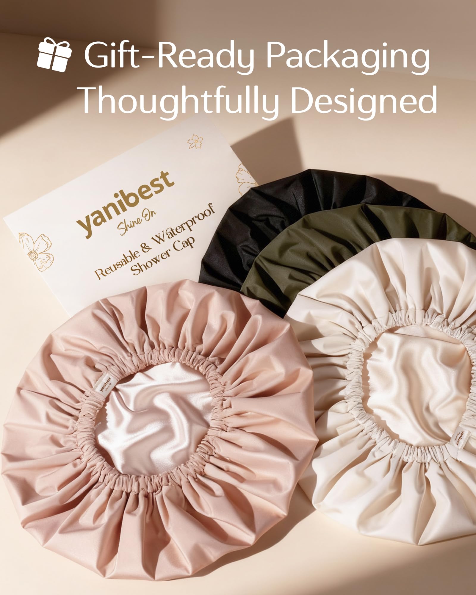 Satin Shower Caps for Women - Waterproof & Dry -7