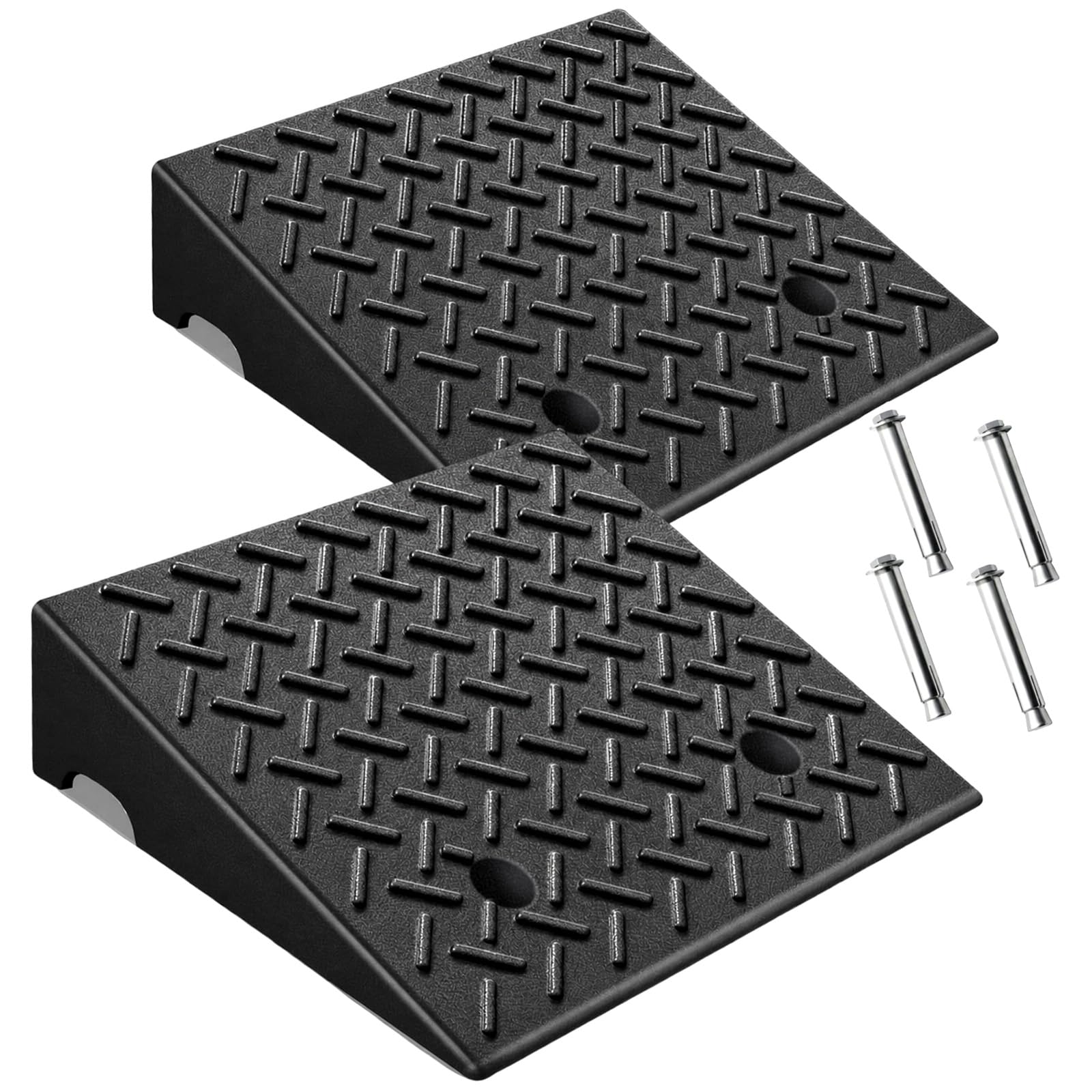 KROAK 2 x gumowa rampa progowa, wysokość 15,2 cm, nośność 399,8 kg, wytrzymała rampa do samochodów, motocykli, rowerów, wózków inwalidzkich, przyczep, kosiarek do trawy,