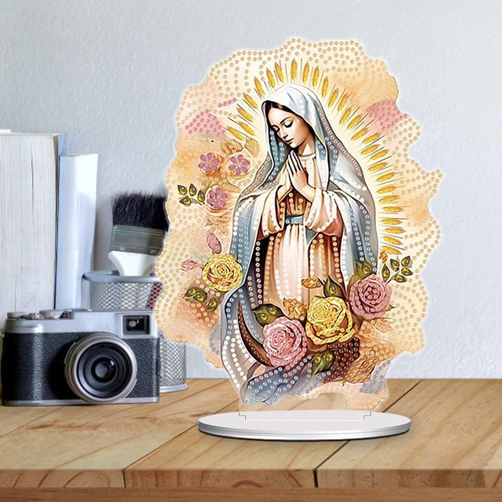 F-CANLAN Virgin Mary Rose Floral DIY Diamond Table Decor, Acrylic Ornament image 3
