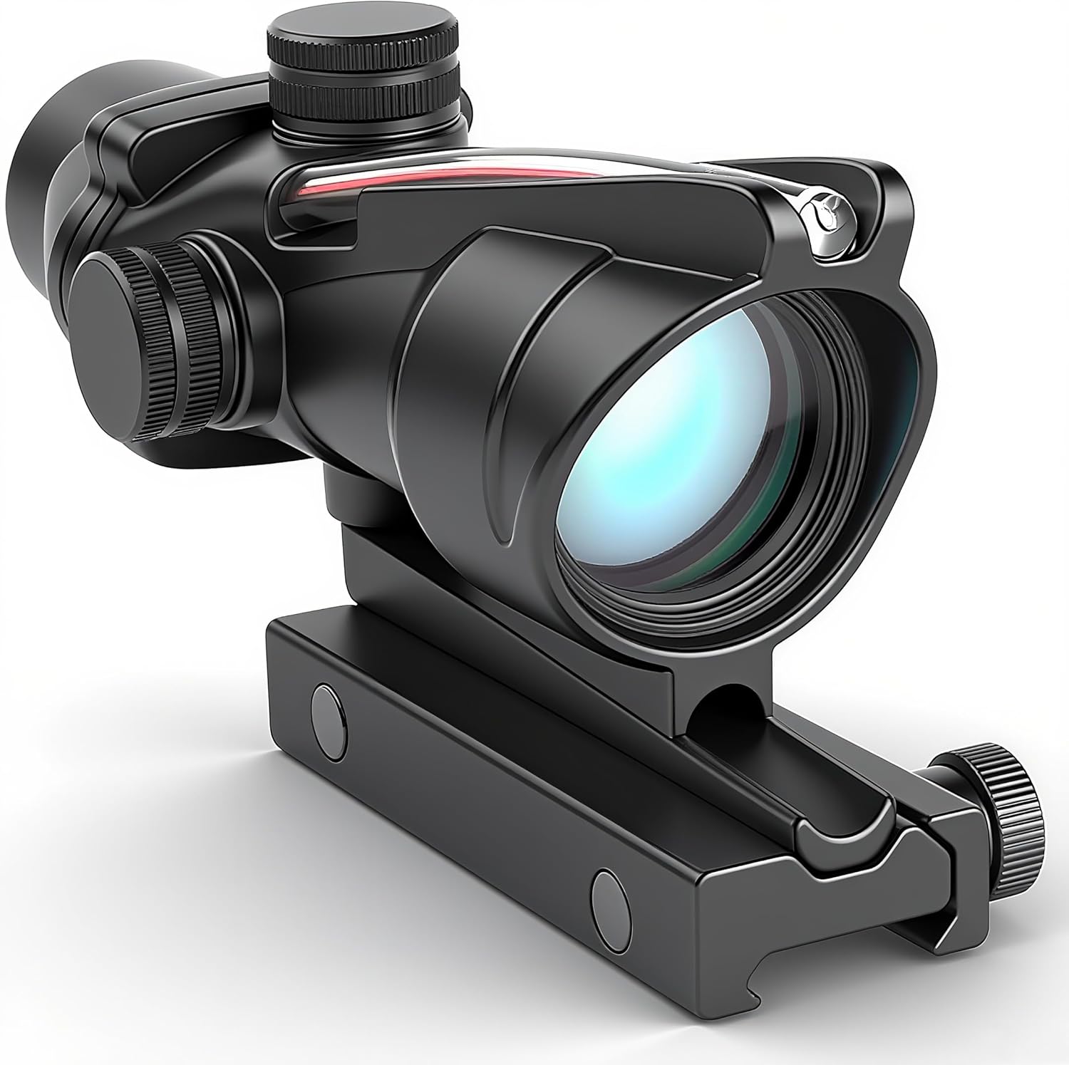 Hunting 4X32 Prism Scope Optical Sight Red Fiber Reticle Sights Black