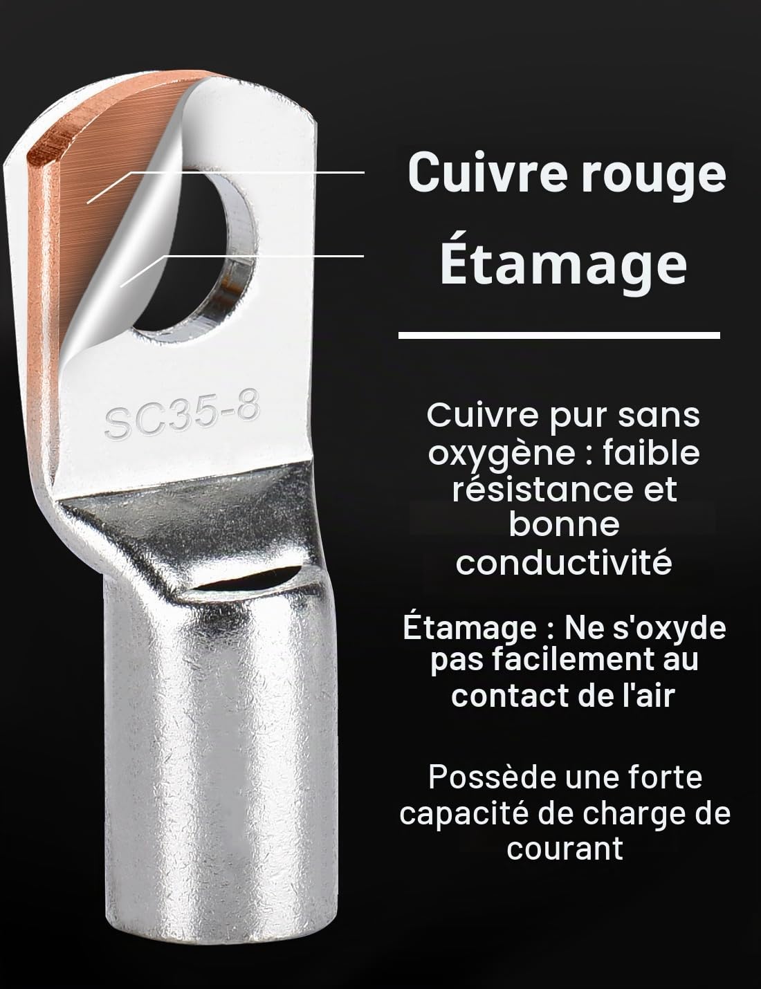 DIHOOL Câble de Batterie 25mm2 M8 100cm 4awg câble Silicone Flexible résistant à la Chaleur