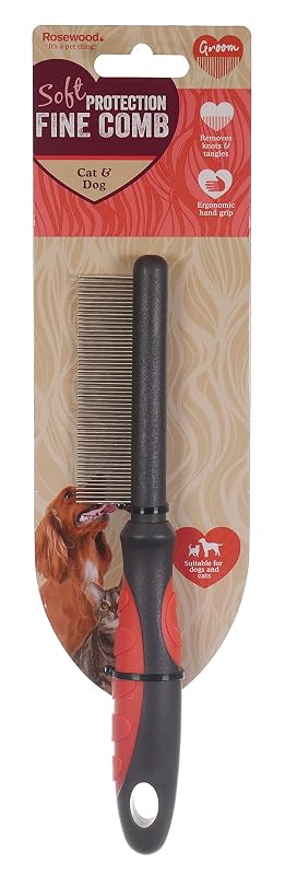 Pente fino de madeira para cães e gatos Rosewood com cabo ergonômico, 1 unidade