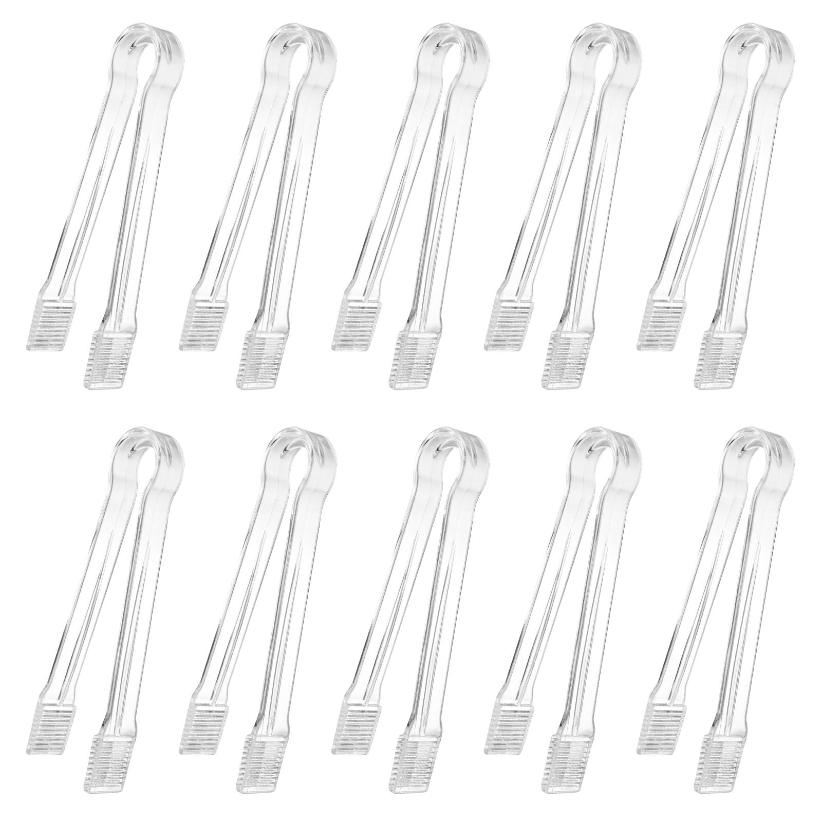 Qusinfc 10Pcs Premium Ice Tongs, Food Safe Clear Sugar Clamps for Cocktails, BBQs, Buffets & Kitchen Essentials Ice Tongs Clear Kitchen BBQ Set