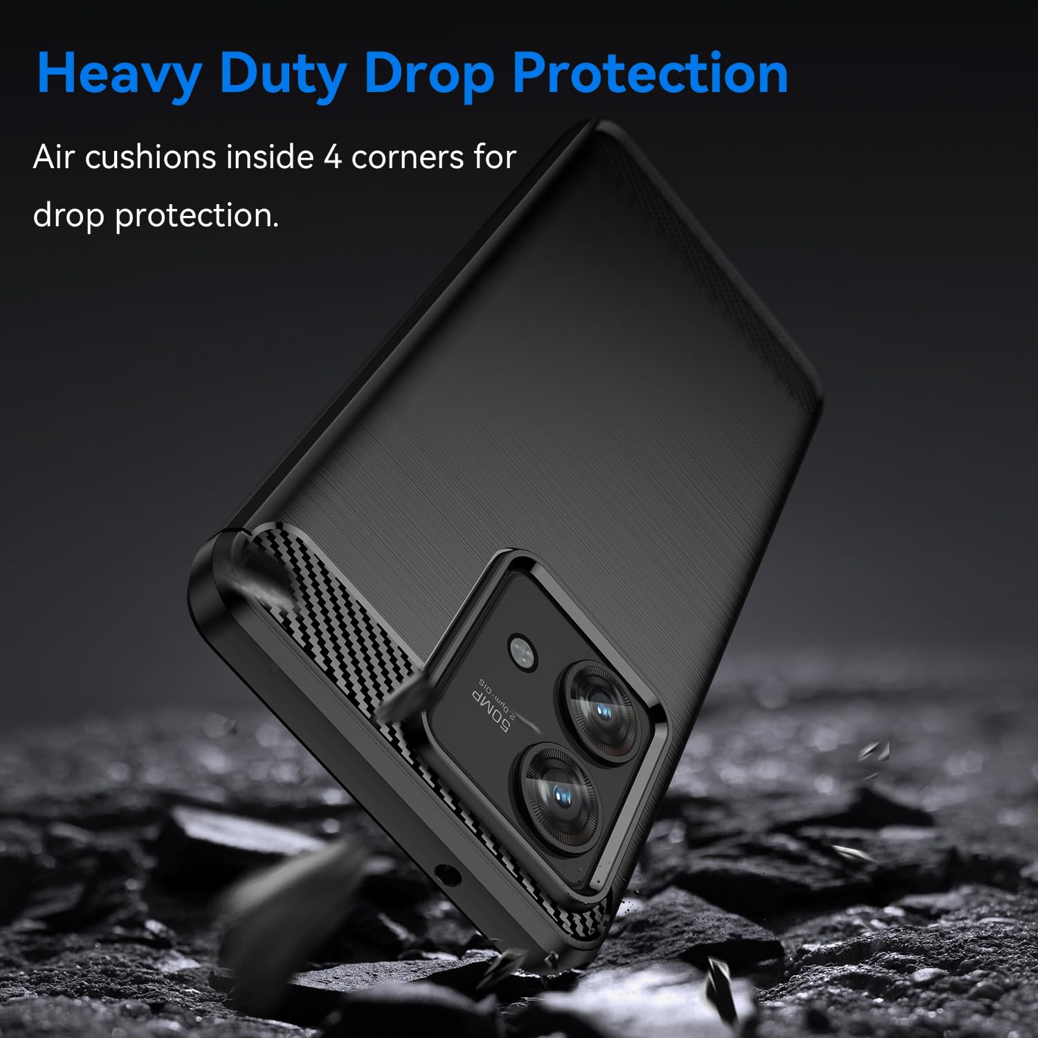Cover In Carbonio Per Motorola Edge 40 Neo – Custodia TPU Morbida Antiurto – Nero Opaco