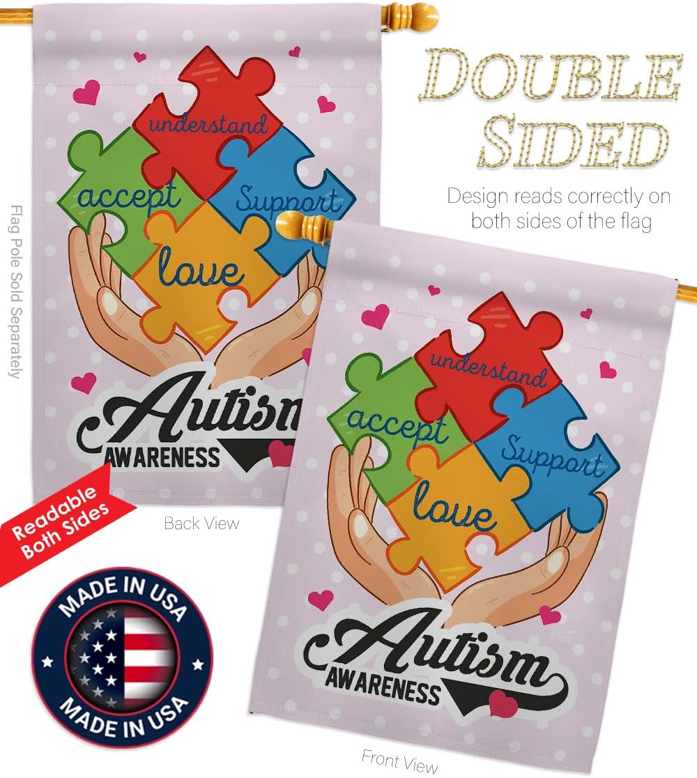 Autism Awareness Support Inspirational Survivor Ribbon Prevention Cancer Breast BLM Decoration Banner Small Garden Yard Gift Double-Sided, House Flag 28"x 40", Made in USA
