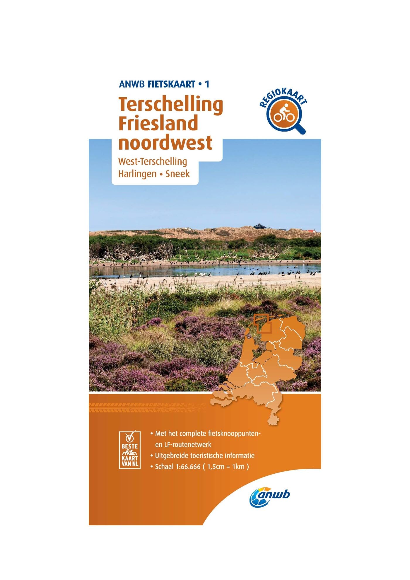 Terschelling , Friesland Northwest cycling map: 1:66.666 (Fietskaarten)