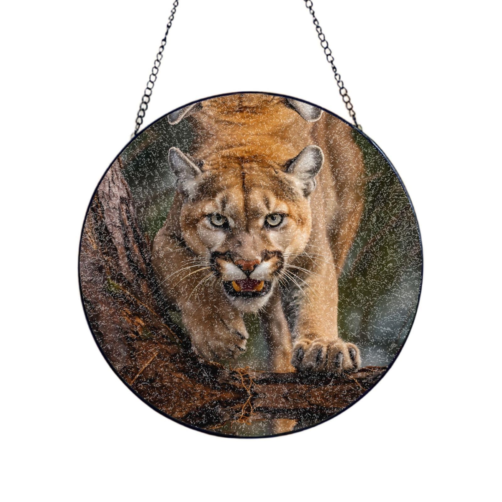 Phayah Lion Print Stained Glass Window Hanging Sun Catchers Decoration Mother'S Day Birthday Gifts For Home Garden Porch 8in（20cm）