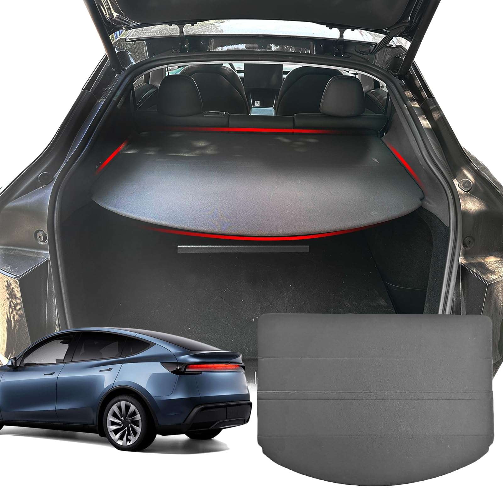 NVQXC Car Retractable Rear Cargo Cover For Tesla Model Y 2022 2021 2020, Luggage Shield Cover Trunk Parcel Shelf Security Organizer Boot Load