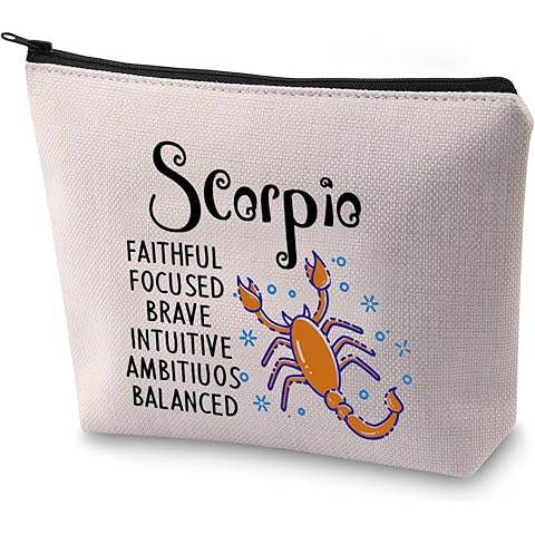 BLUPARK Zodiac Sign Cosmetic Bag Horoscope Makeup Bag 12 Constellation Birthday Gift for Astrology Lover (Scorpio)