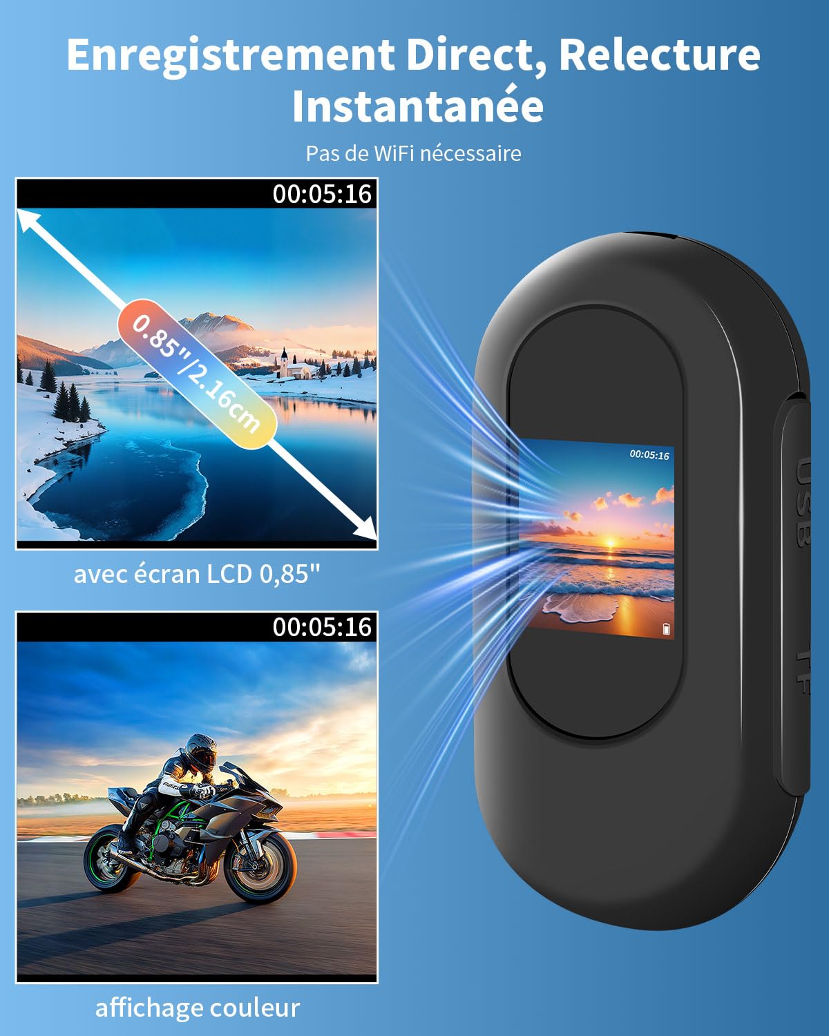 UYIKOO Mini Caméra Sport, 32GB Action Cam 1080P HD, 120° Caméra d'Action Camera Corporelle Vlog avec Vision Nocturne Caméra de Casque Moto Multifonction Accessoires