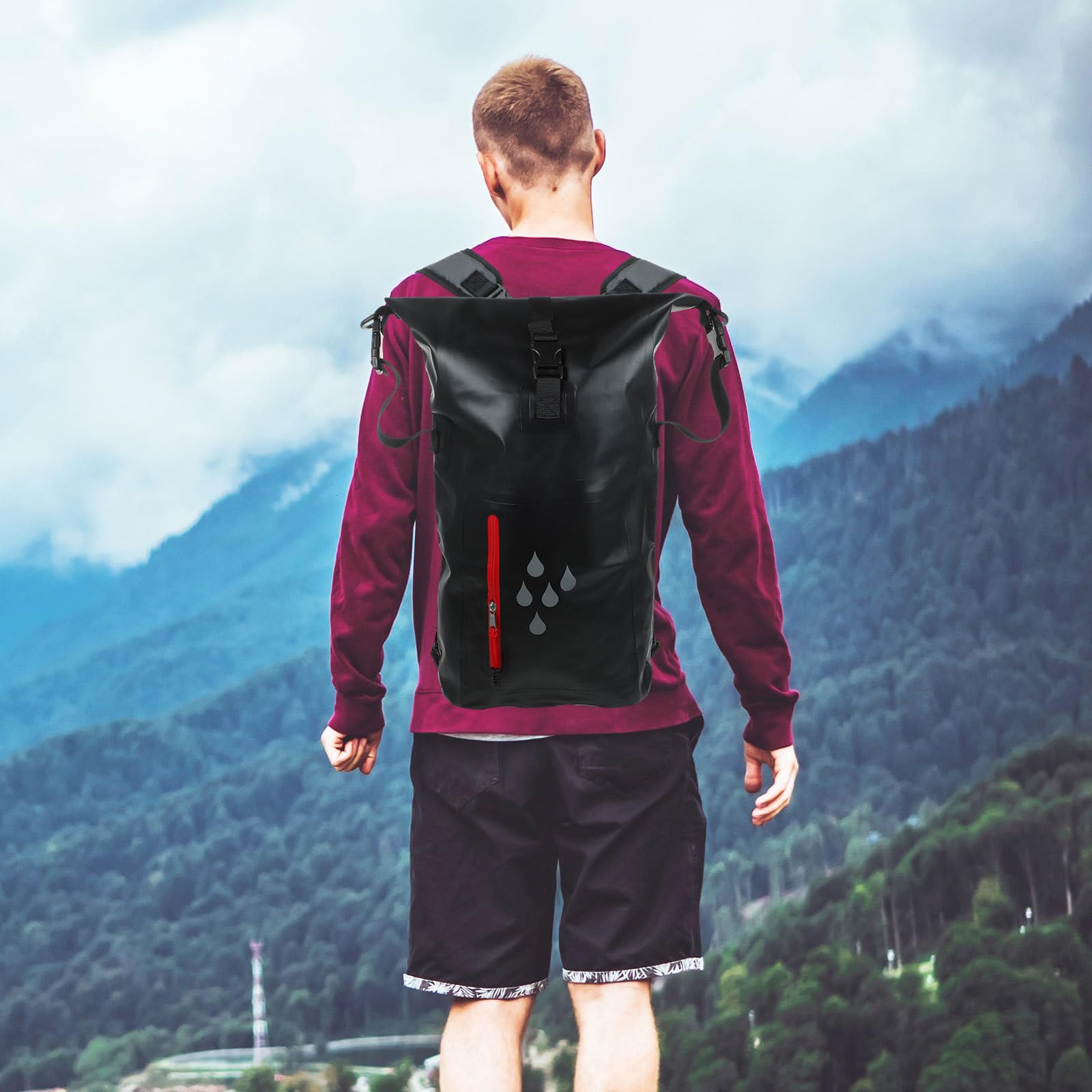 Zaino da Nuoto Pieghevole 25l in PVC 500d Nero