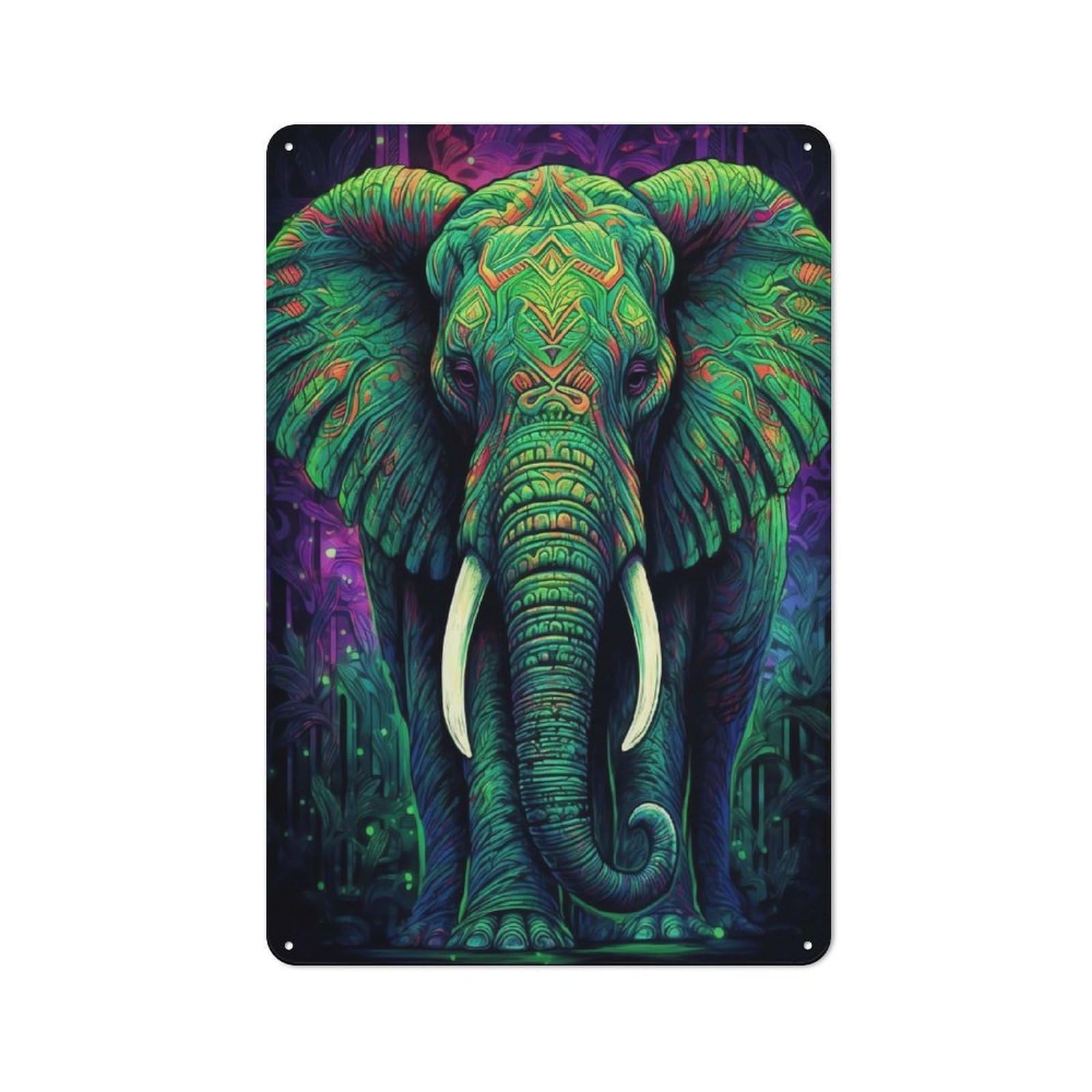 Junmoney Style-7 Friendly Cafe Metal Sign 30X20cm Featuring Aesthetic Neon Elephant, Cafe Wall Decor For Tea Room, Shop Wall Or Breakfast Area