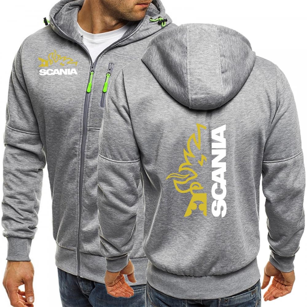 BYXLMS Mens Zipper Pullover for SCANIA Hoody Hooded Tops Hoodie Hooded Sweatshirts with Pocket-Light Grey B||L
