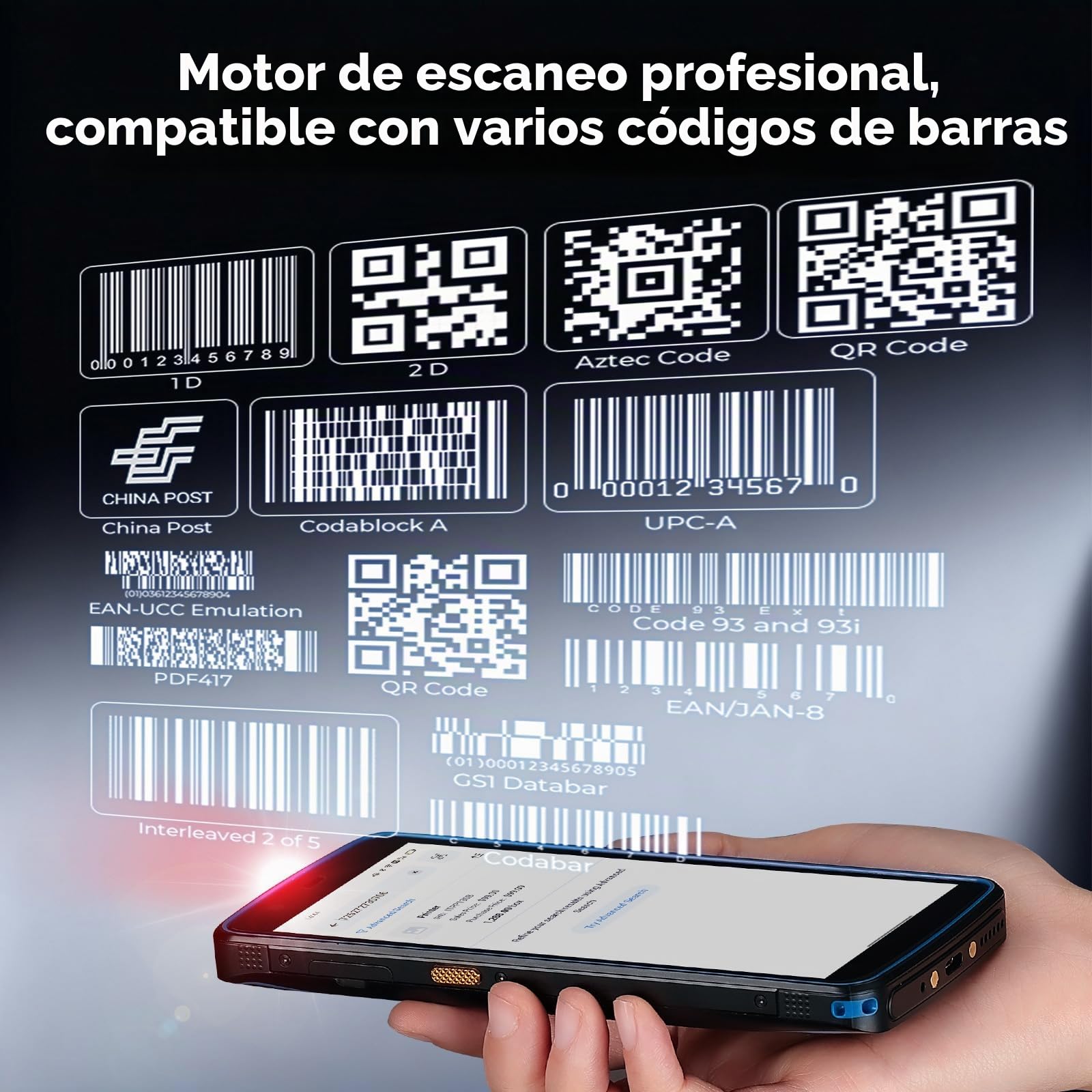 MUNBYN Escáner de código de Barras Android 14, PDA escáner 2D 1D QR, Pantalla Grande de 5.7 Pulgadas, 4+64G, IP67, Wi-Fi de Doble Banda, 4G, BT, Recolector de Datos para almacén