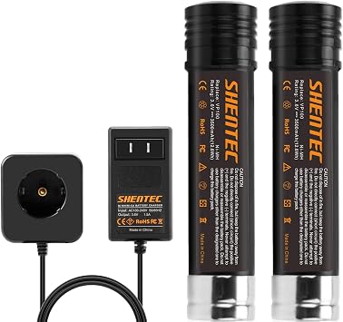 Shentec 2 Pack 3.5Ah 3.6V Replacement Battery Compatible with Black & Decker Versapak Vp100 Vp105 Vp110 Vp142 Vp143 Sears-Craftsman Pivot180 PLR36NC S100 S110 Ni-MH Battery Charger Included