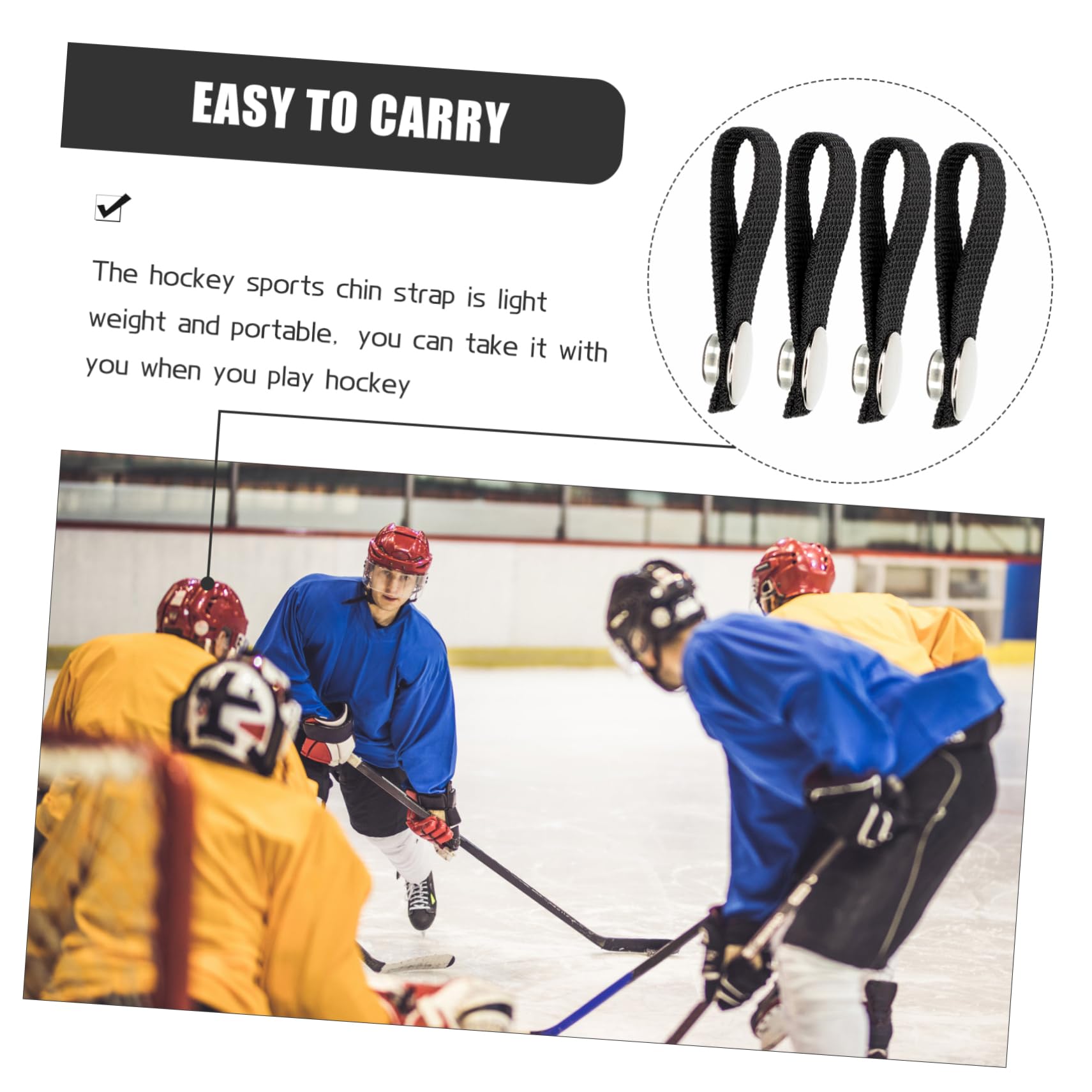WOONEKY Hockey Helmet Accessory Set 4pcs Chin Straps Polyester Material Chin Strap for Hockey Helmet Easy Install