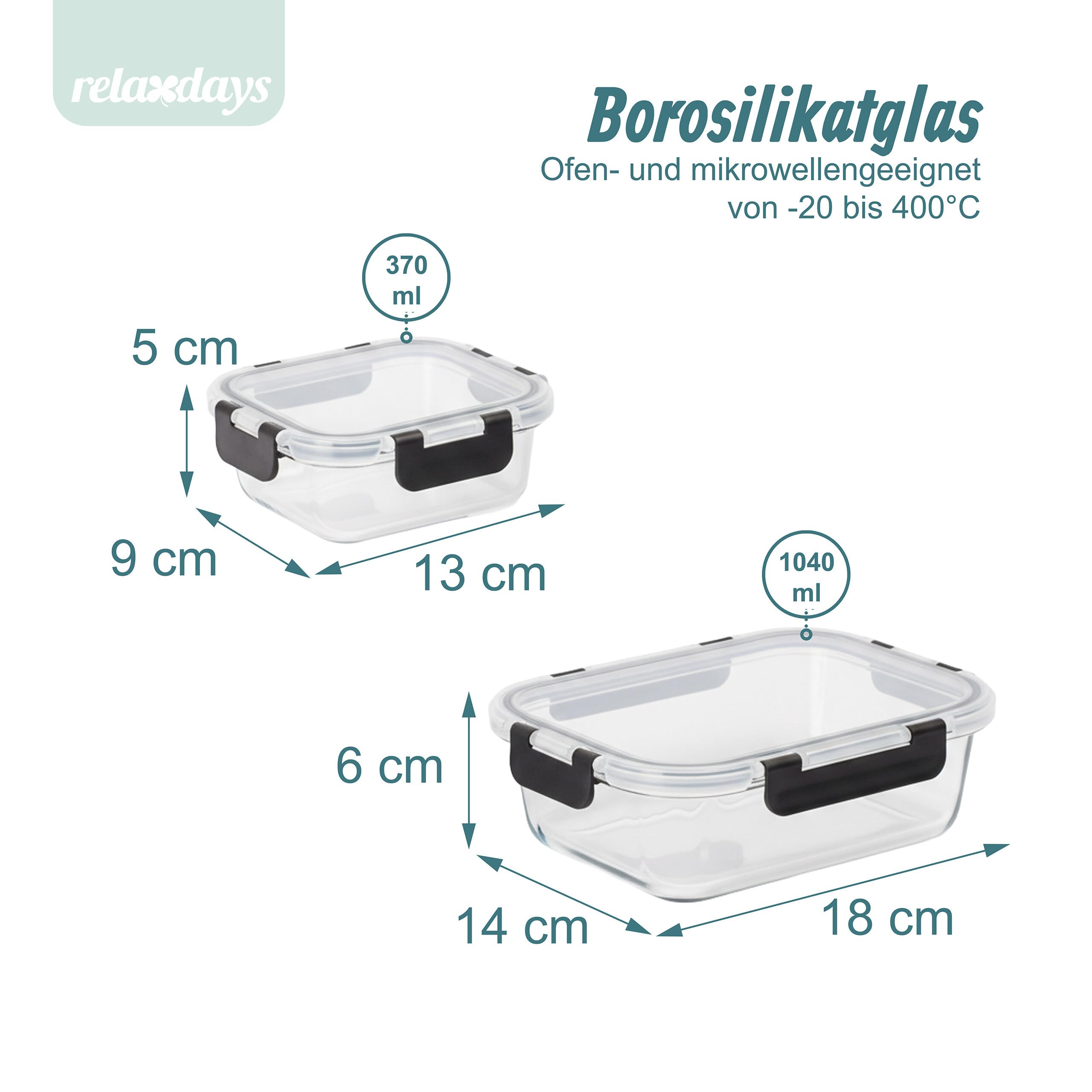 Relaxdays Glasbehälter mit Deckel, 10er Set, 2 Größen, Frischhaltedosen, luftdicht, Vorratsdosen stapelbar, transparent