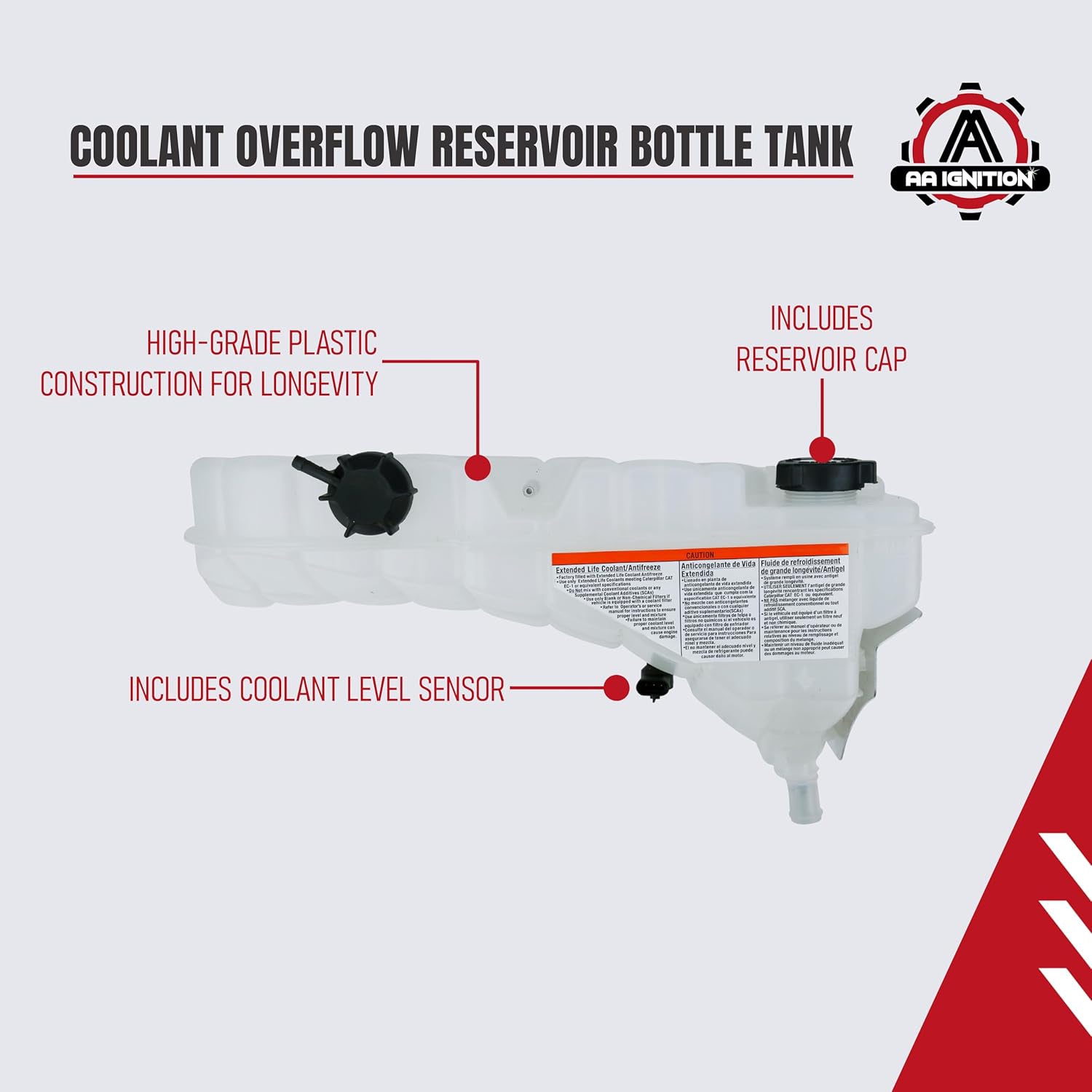 Replacement Coolant Overflow Reservoir Bottle Tank - Compatible with Kenworth and Peterbilt Trucks - W900, T800, T660, T600, 389, 388, 384, 382, 377, 365, 348 - Replaces 603-5403, N5346001, T1673008