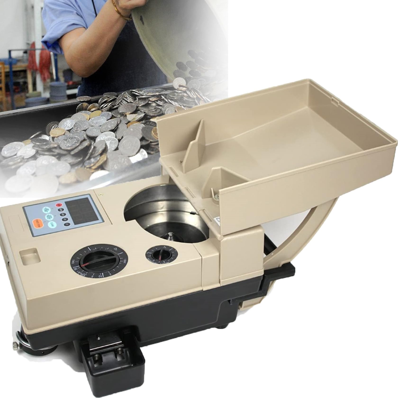 Conta Monete Elettronico, Selezionatrice E Conta Soldi Automatico da 1200 Pezzi al Minuto per 15 Mm A 34 Mm, Macchina Selezionatrice Monete, per Monete E Gettoni Internazionali