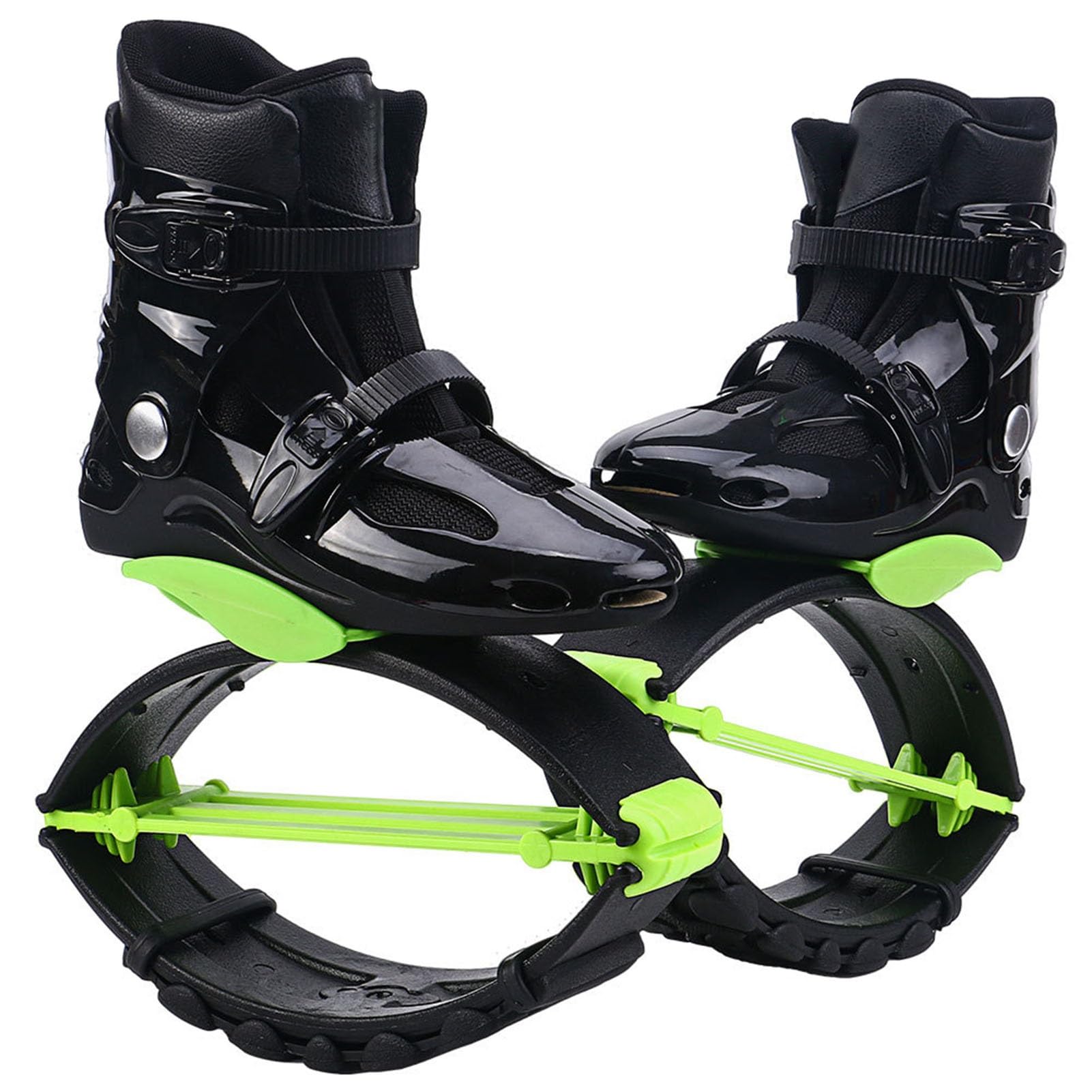 Jumps Botas Zapatos Botas de Rebote para Fitness Negras y Verdes, Zapatillas Deportivas Unisex Moon, con Capacidad de Carga de 30 a 110 kg