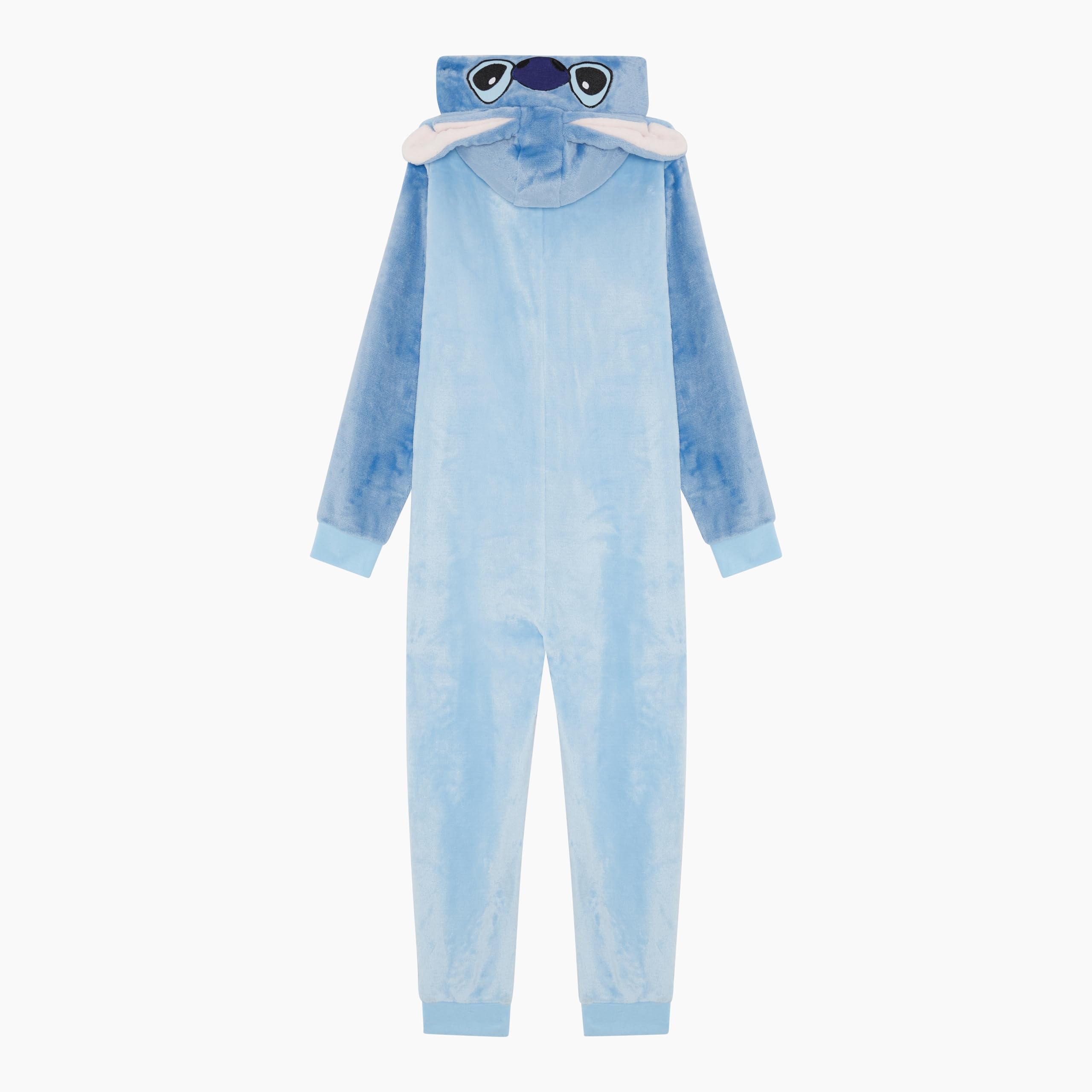 Disney Combinaison officielle Stitch à capuche en polaire avec oreilles 3D pour fille, pyjama tout en un confortable, bleu, âge 5-13 ans
