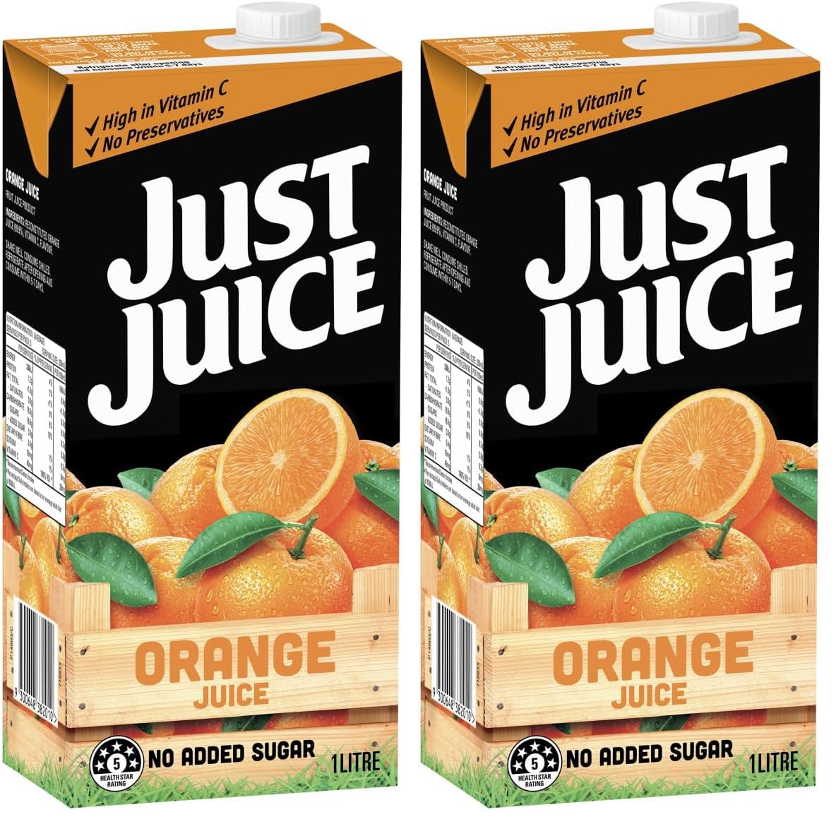 Just Juice Orange Fruit Juice, No Added Sugar, OJ Drink, 1L (Pack of 2) - 1 l (Pack of 2)