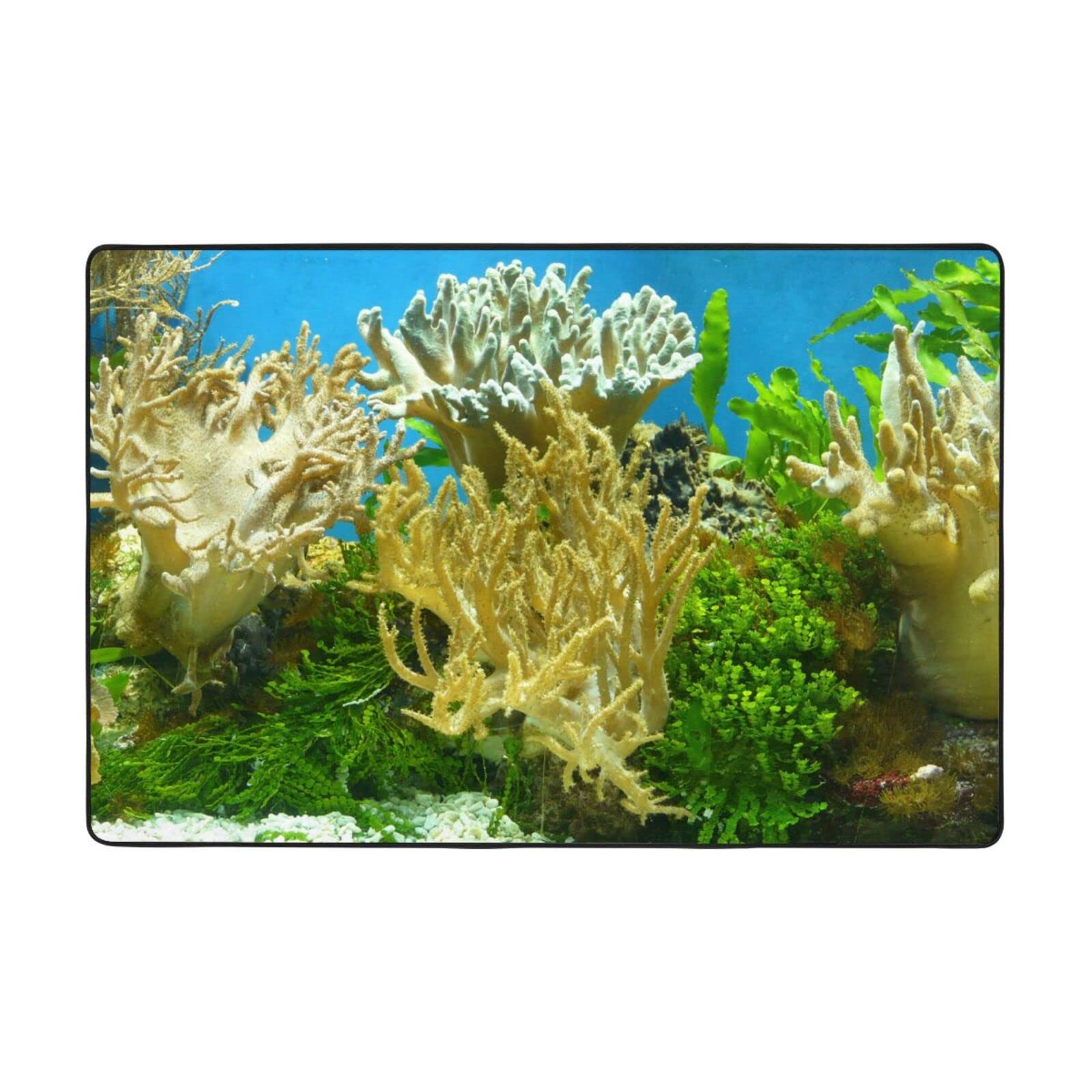 Tapis de salon en flanelle douce PEIXEN couleur corail haute densité 182x121cm
