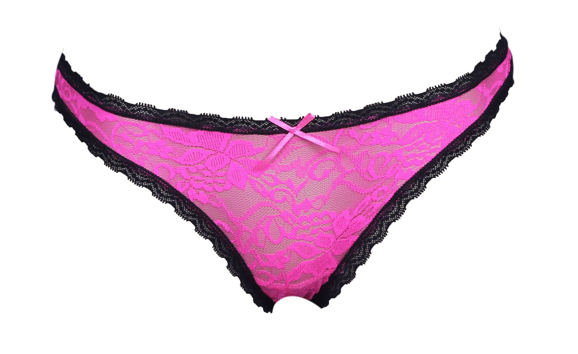 Pink Black Net Undergarment Ladies Hot Transparent Valentine Gift Thong Panty Intimate Wear Romantic Lingerie Honeymoon Surprise Gift for Your GF Girl Friend Wife Lover-image-2