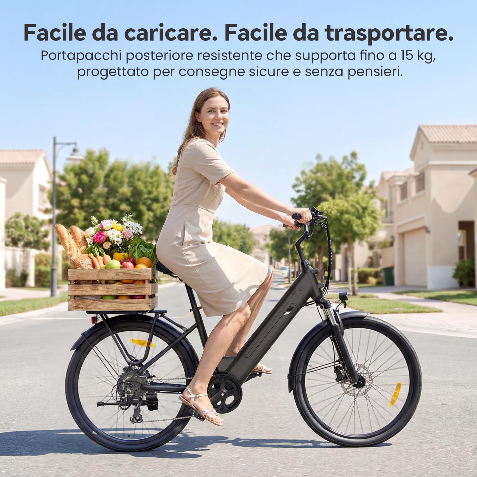 Touroll Bicicletta Elettrica J1/J2 Pro 26"/27,5" Autonomia 100km Freno Idraulico Batteria 36V 15.6Ah Motore 250W bici elettrica